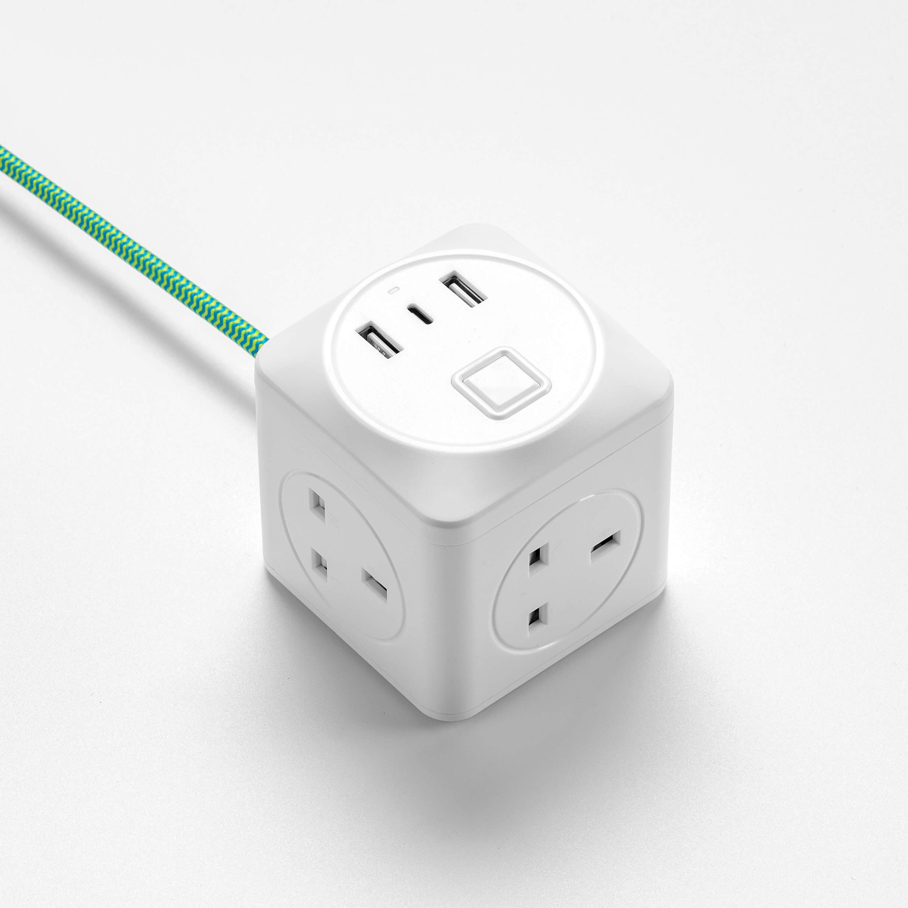 Green fabric cable extension lead