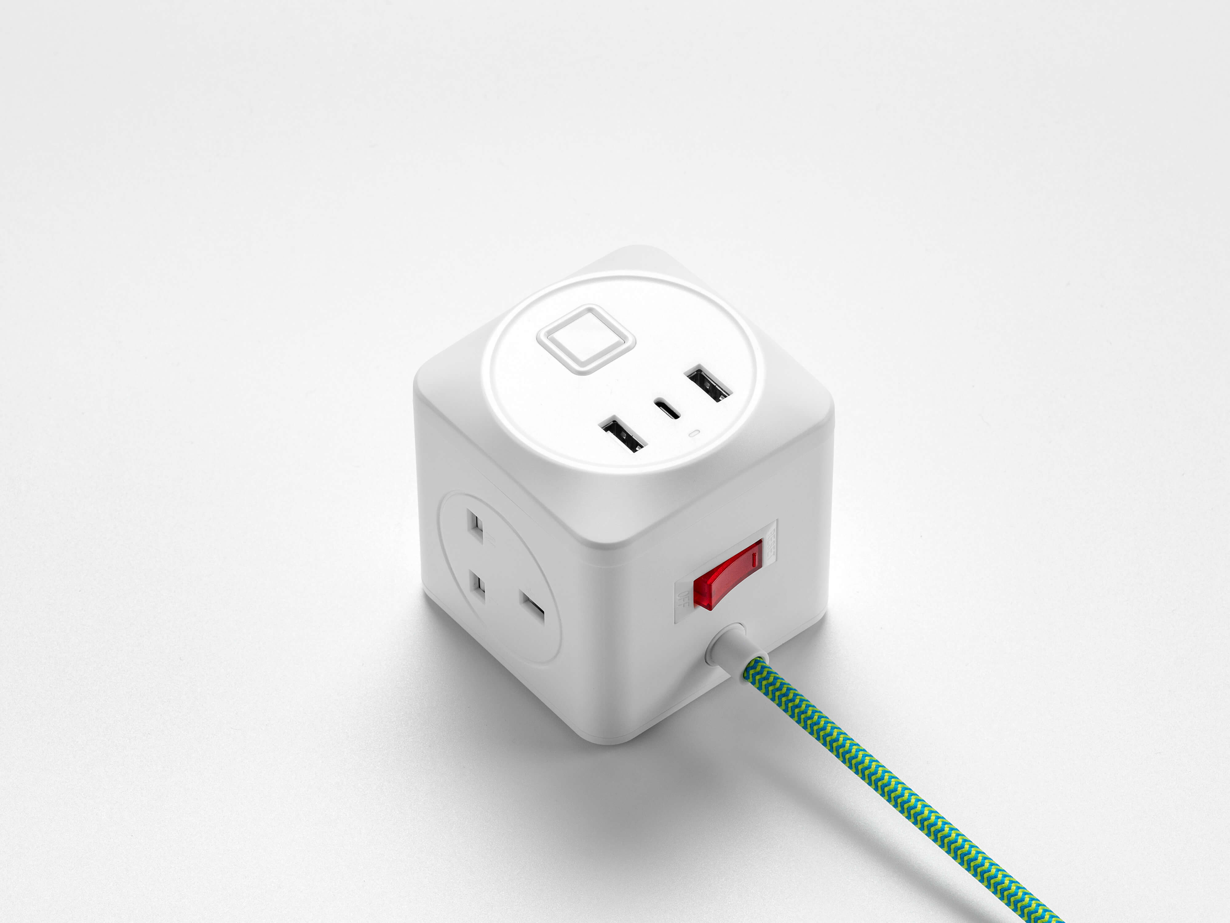 Green fabric cable extension lead