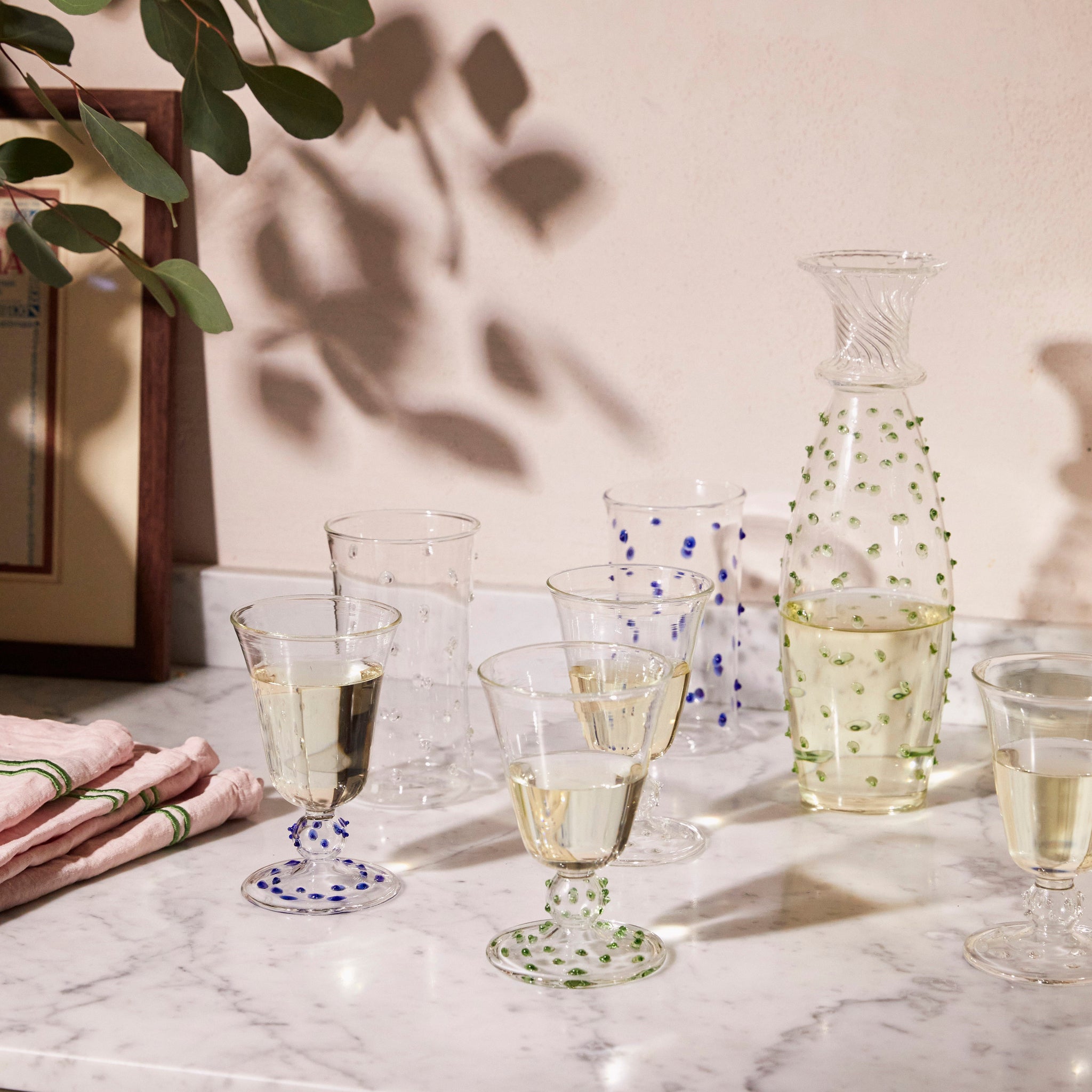 Green Pom Wine Glass