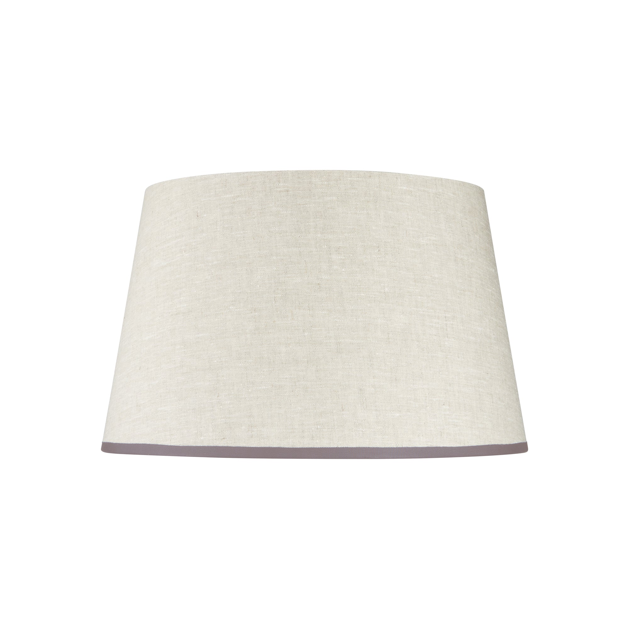 STRETCHED CREAM LINEN LAMPSHADE WITH SHADES OF GREY TRIM