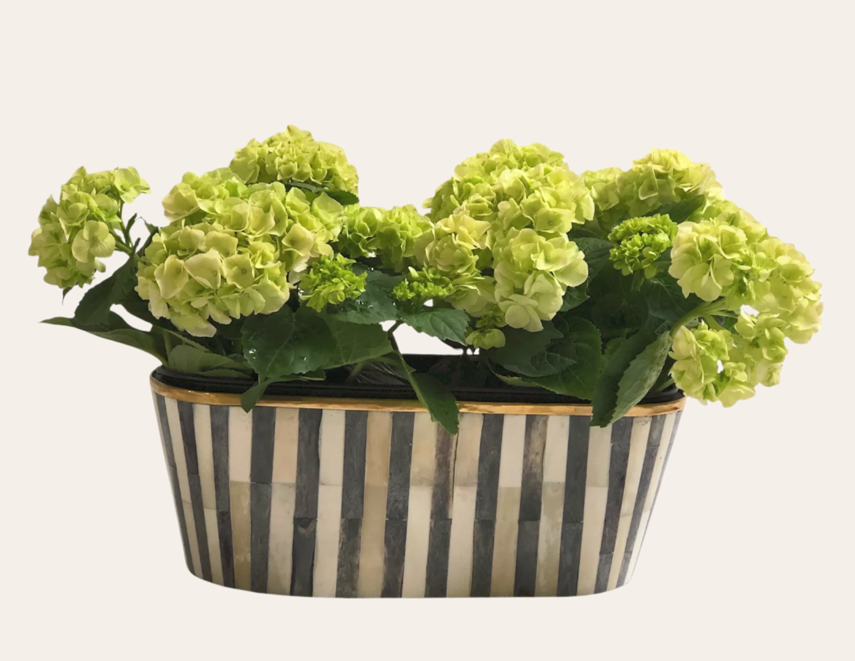 Oblong Inlay Planter | Large | Charcoal Grey | Striped