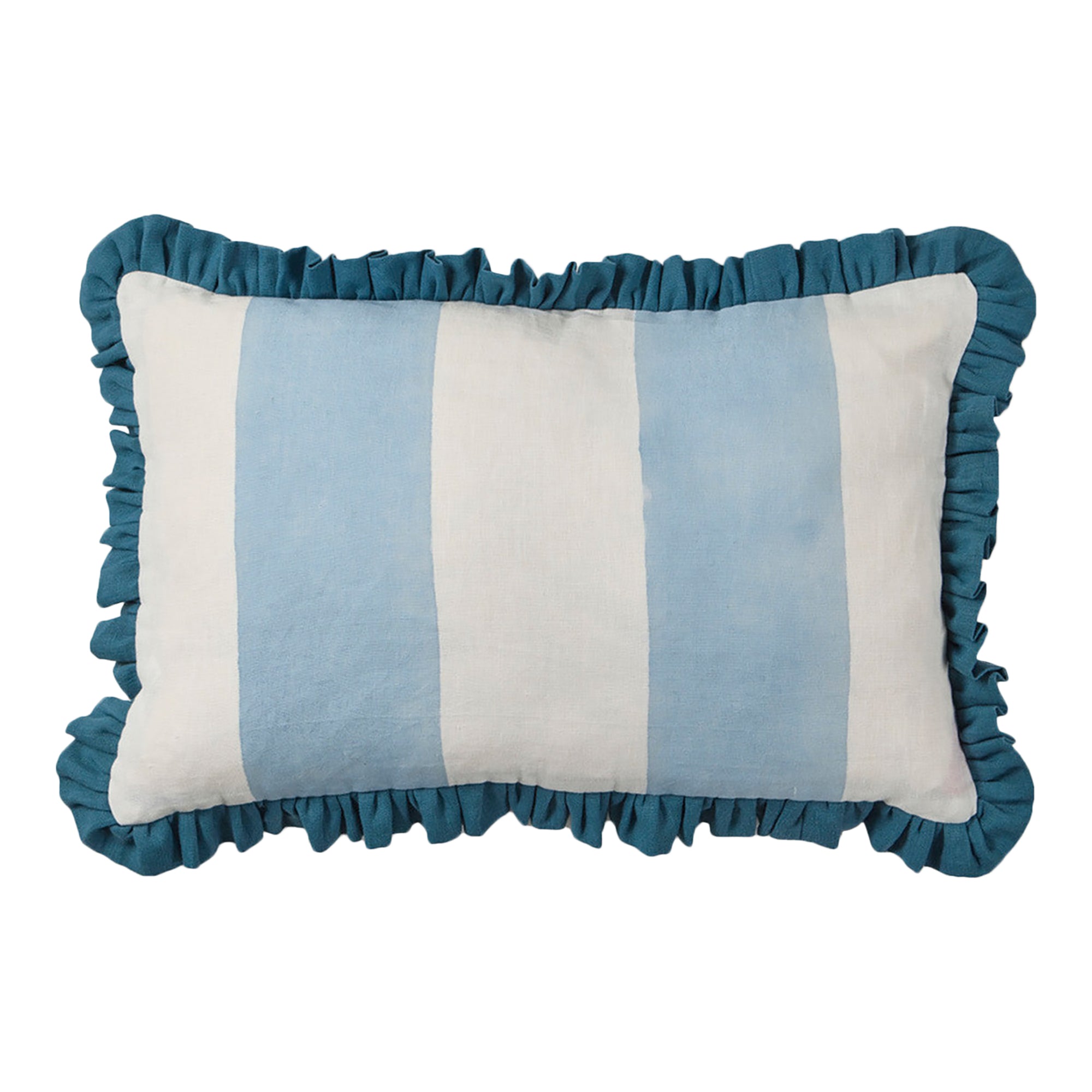 Cushion Frill Wide Stripe Blue