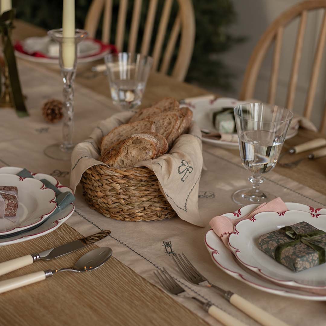 Embroidered Linen Napkins, Set of 4 - Natural