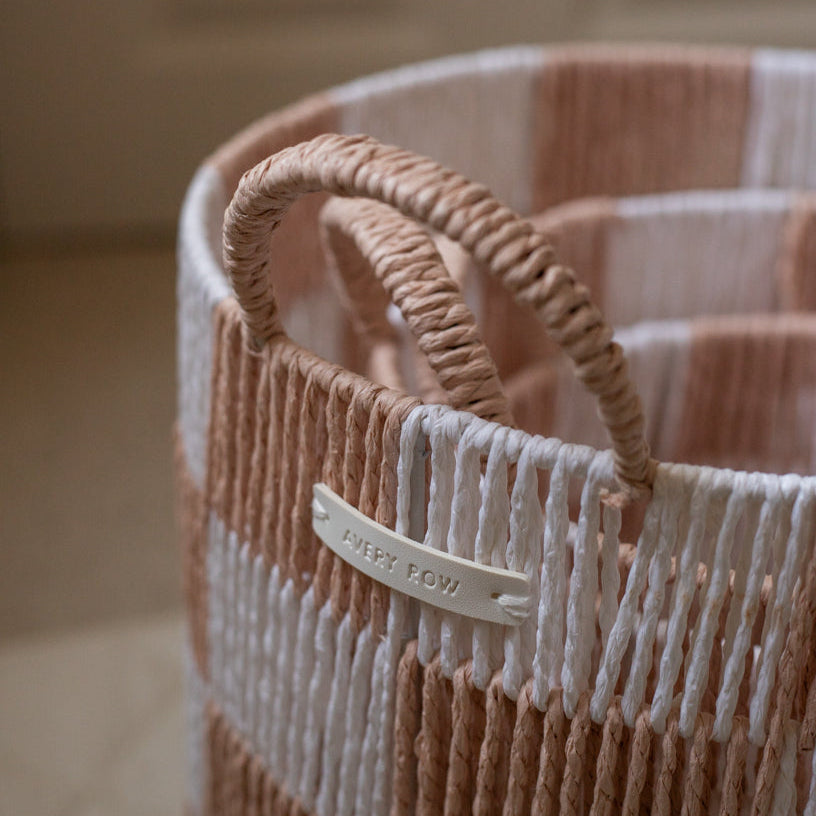 Checkerboard Storage Basket Medium - Nude
