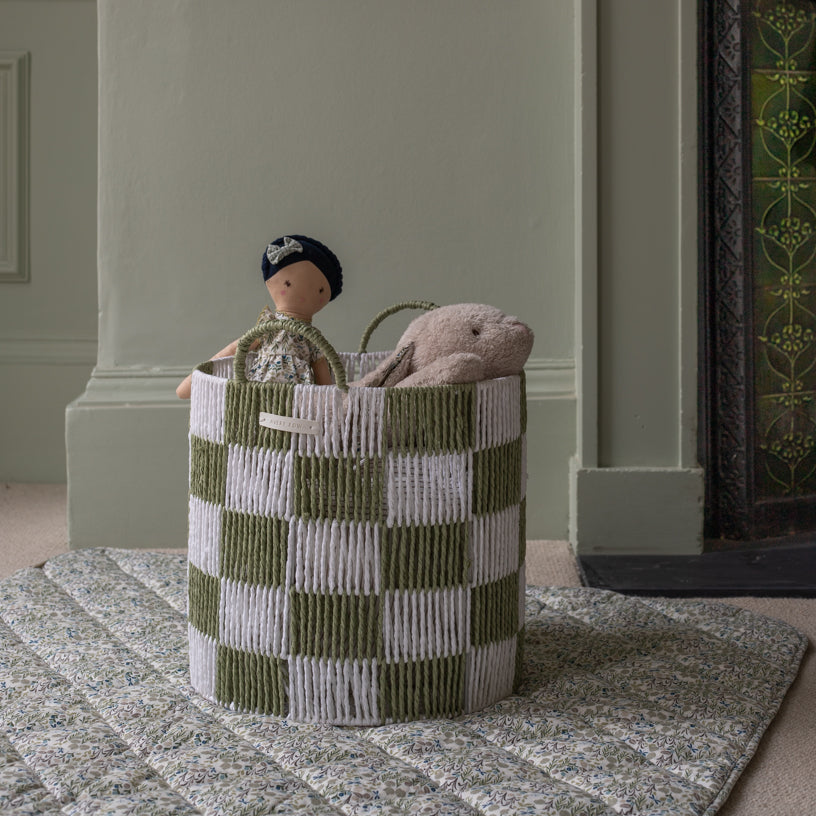 Checkerboard Storage Basket Medium - Sage