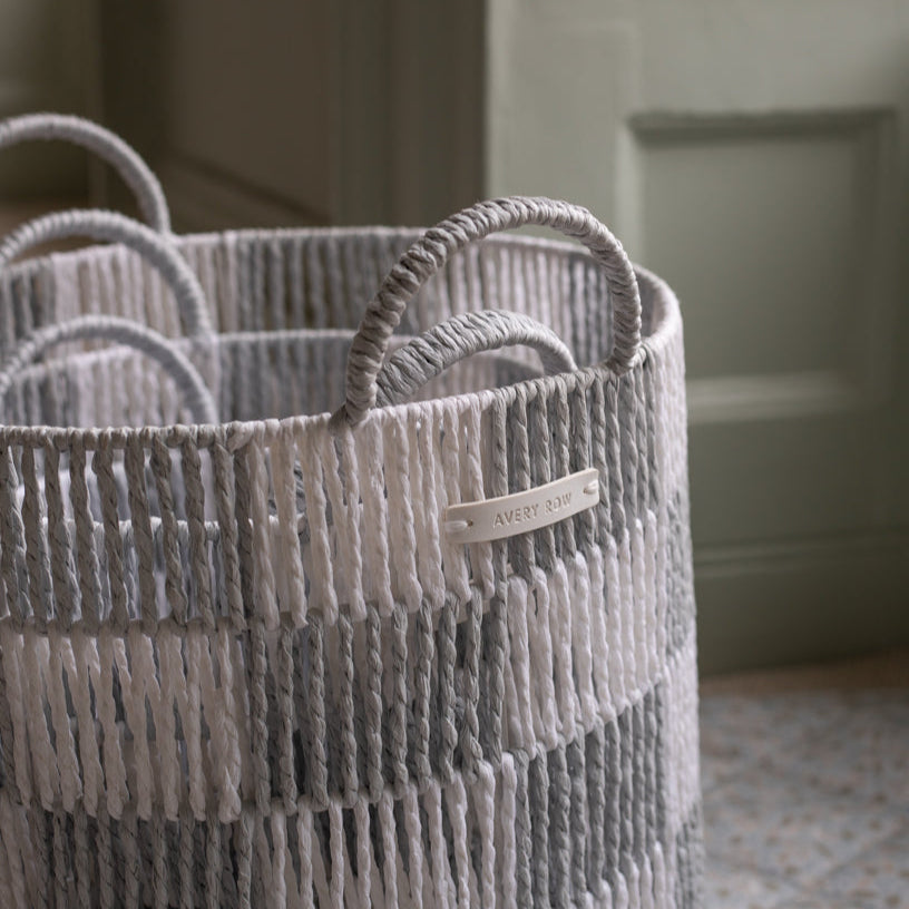 Checkerboard Storage Basket Large - Powder Blue