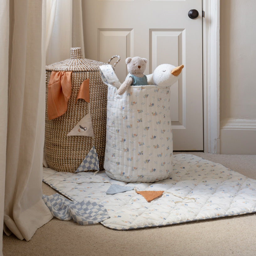 Large Quilted Storage Basket | Coastline & Waves