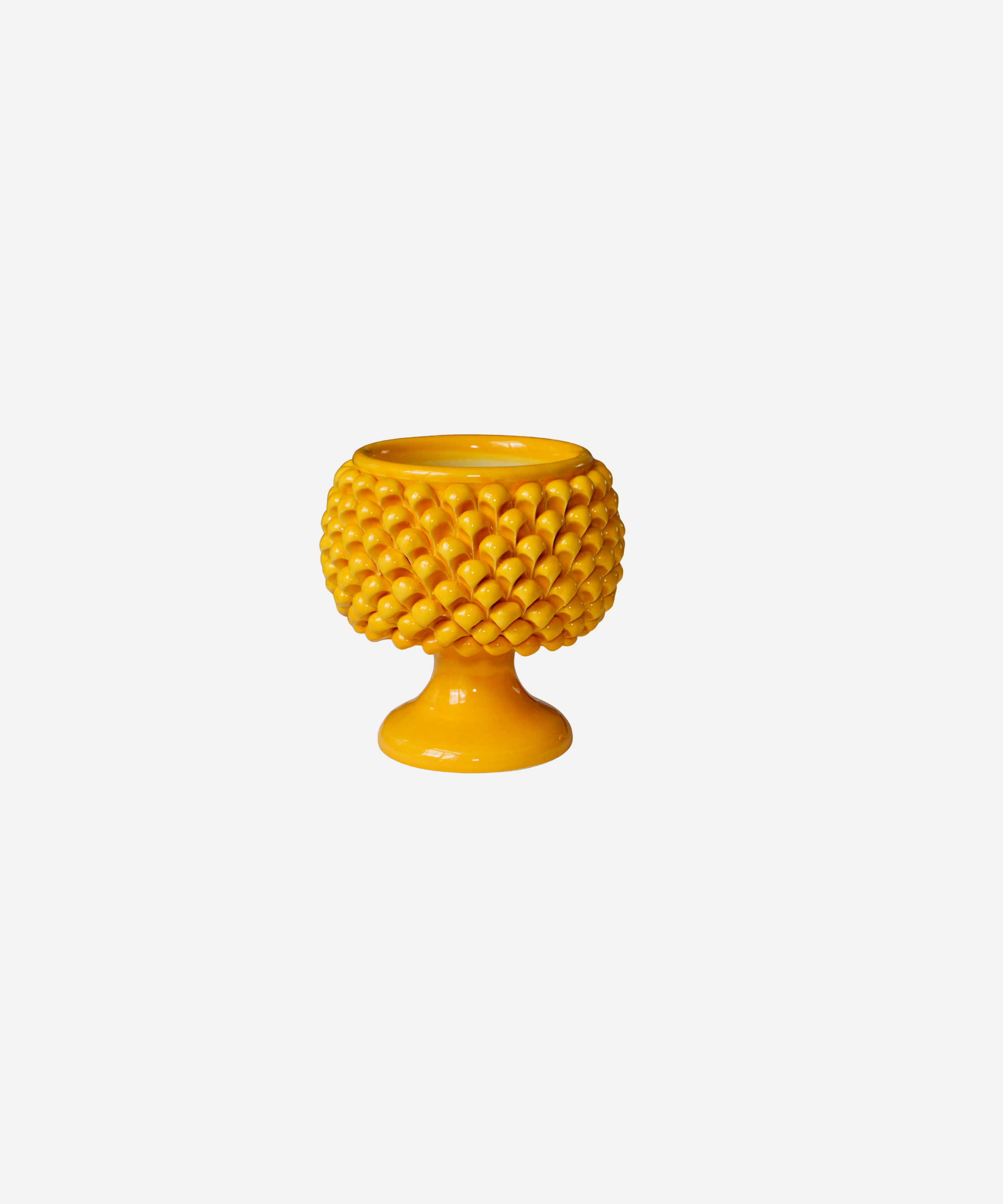 Handmade Ceramic Pine Cone Pedestal Planter Vase - Yellow