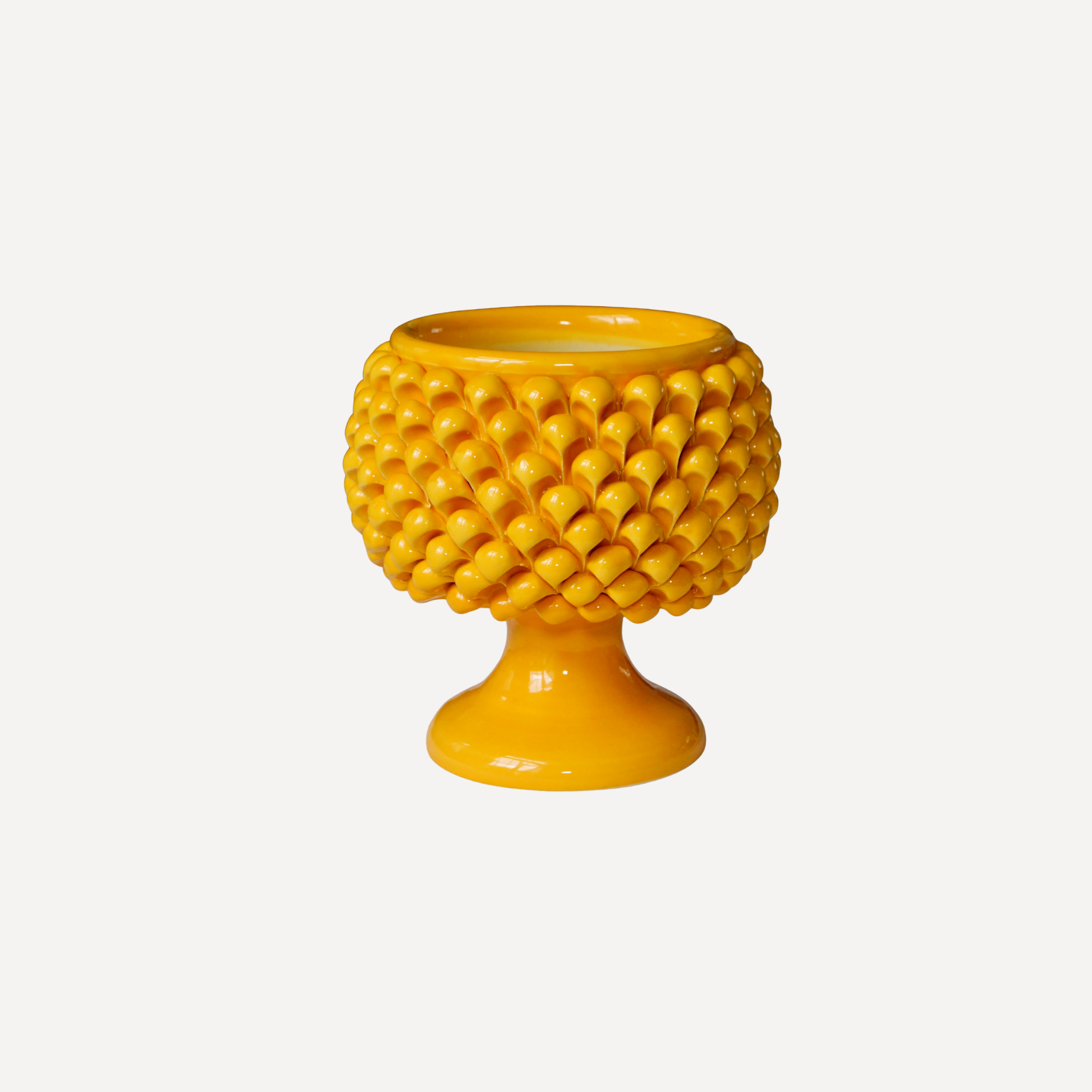 Handmade Ceramic Pine Cone Pedestal Planter Vase | Yellow