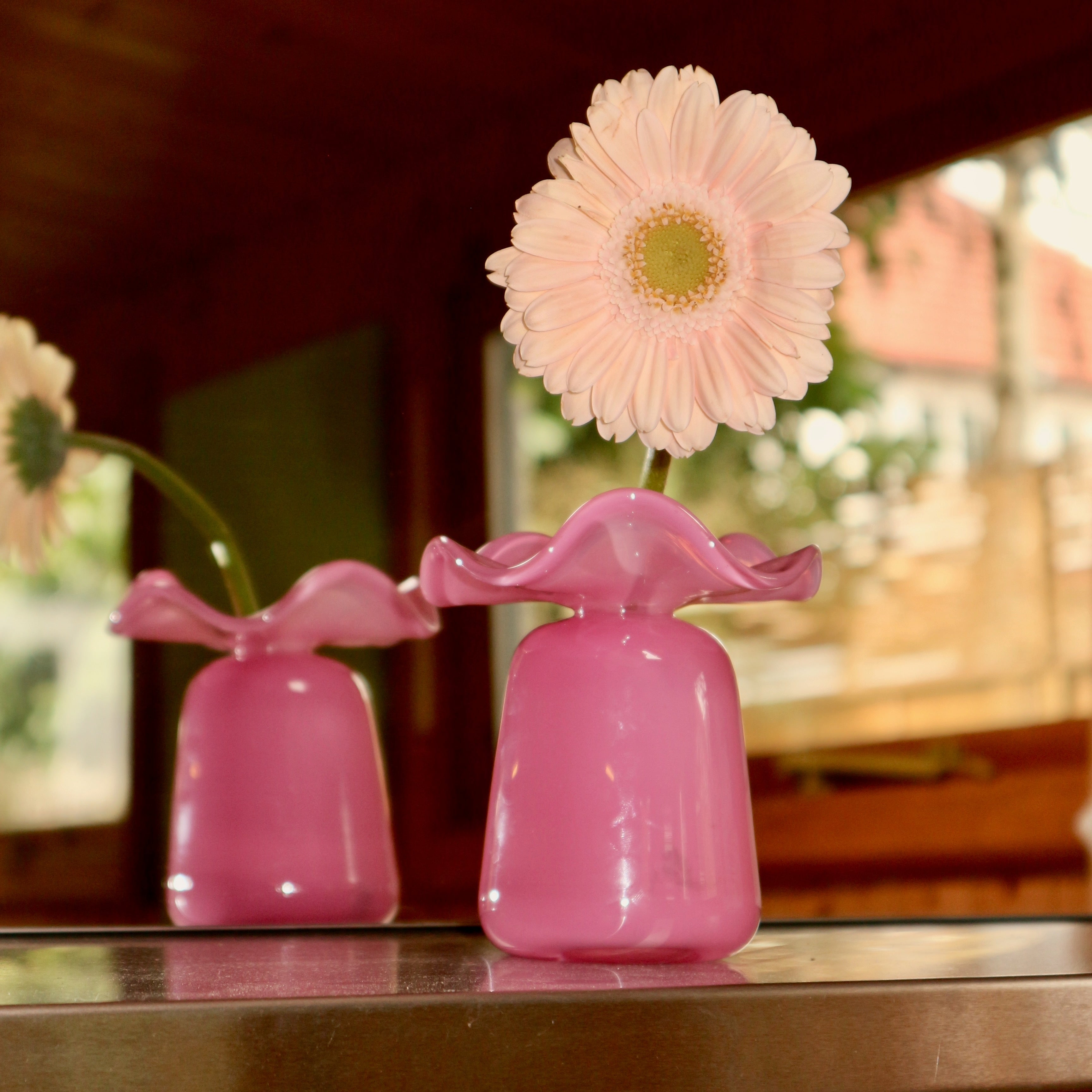 Handmade Glass Ruffle Bud Vase | Pink