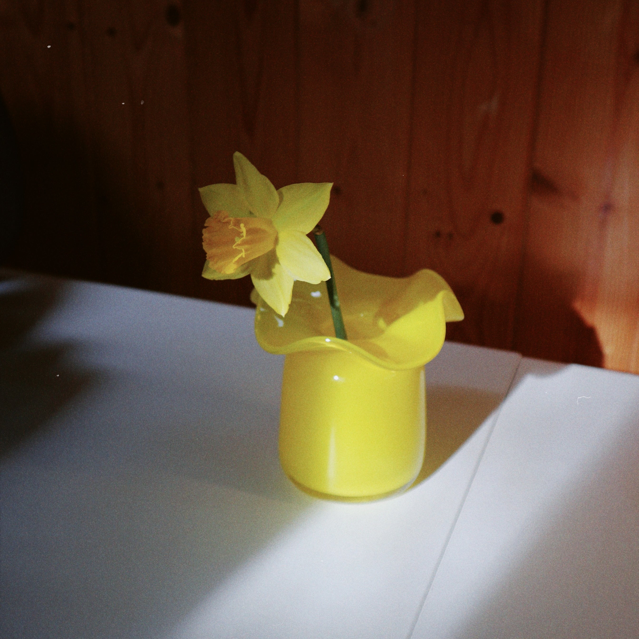 Handmade Glass Ruffle Bud Vase | Yellow