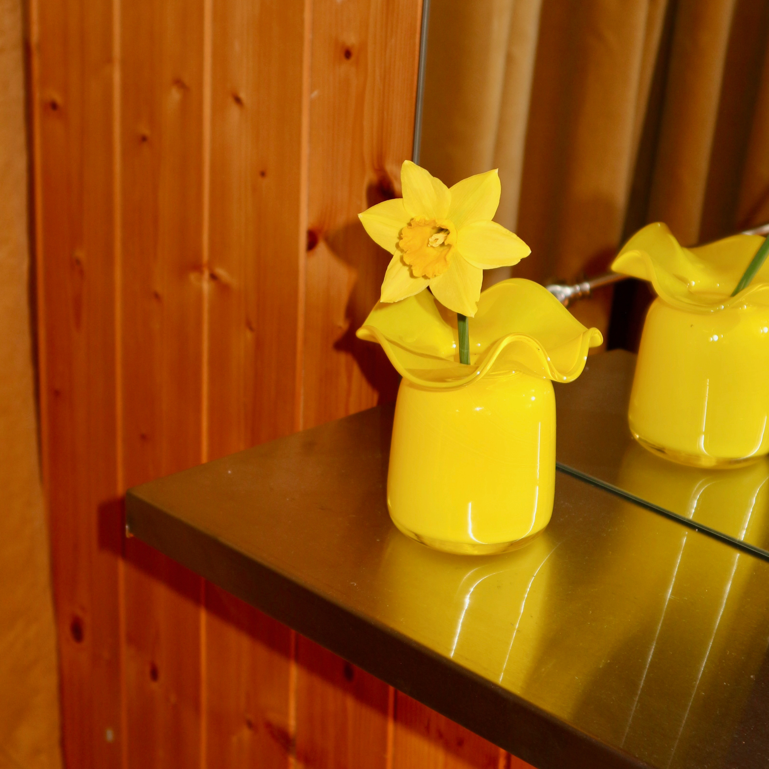 Handmade Glass Ruffle Bud Vase | Yellow