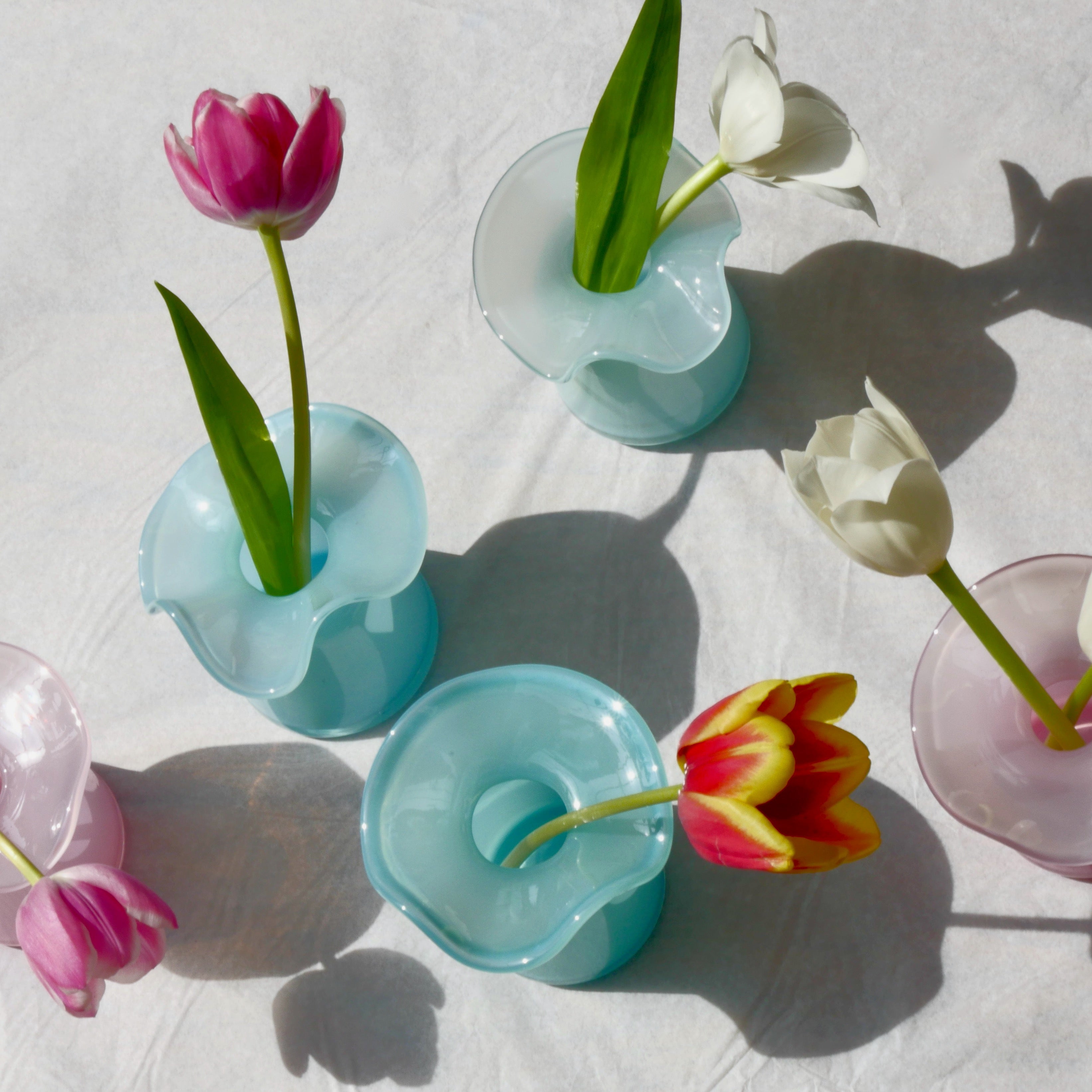 Handmade Glass Ruffle Bud Vase | Blue