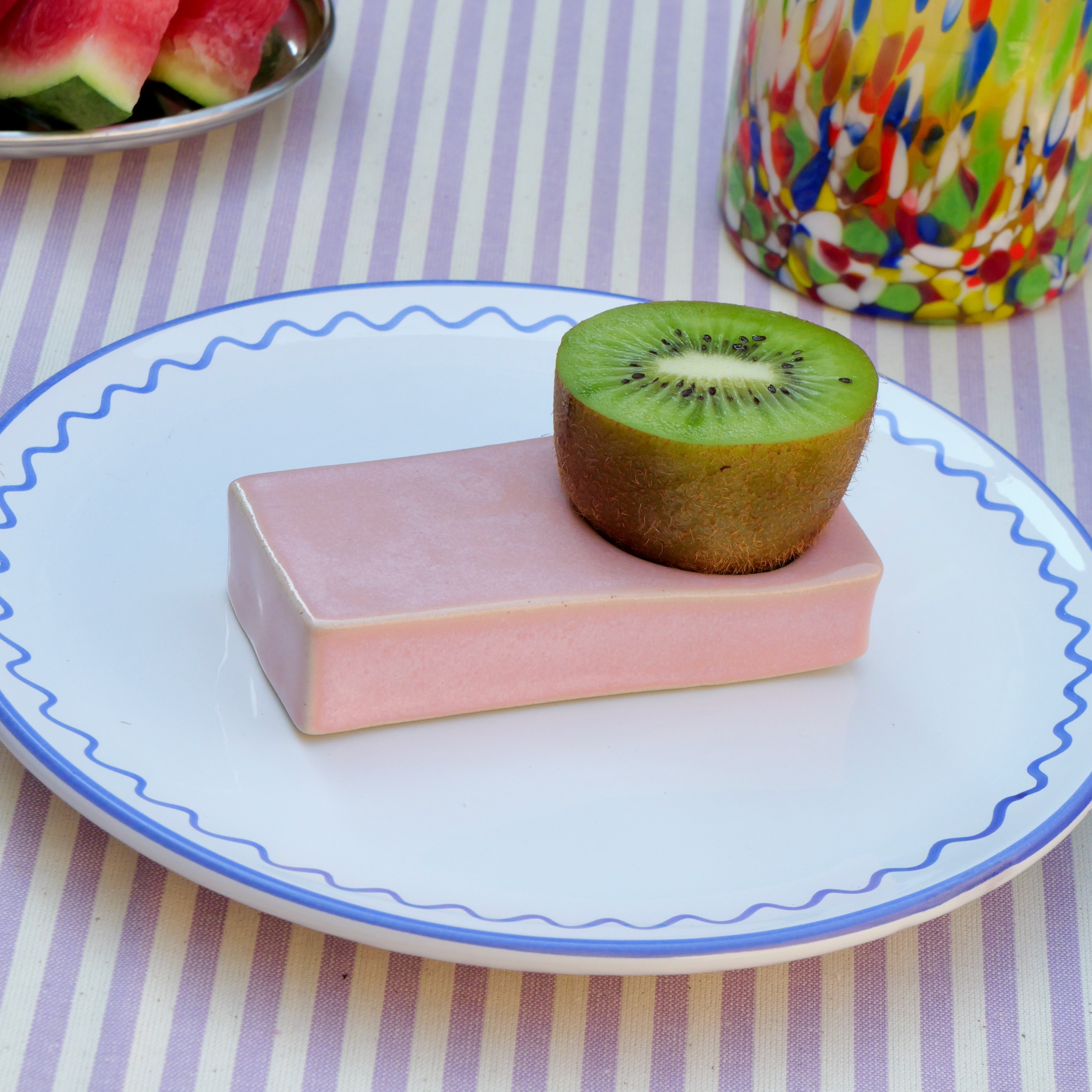 Rectangular Handmade Stoneware Egg Cup | Pink