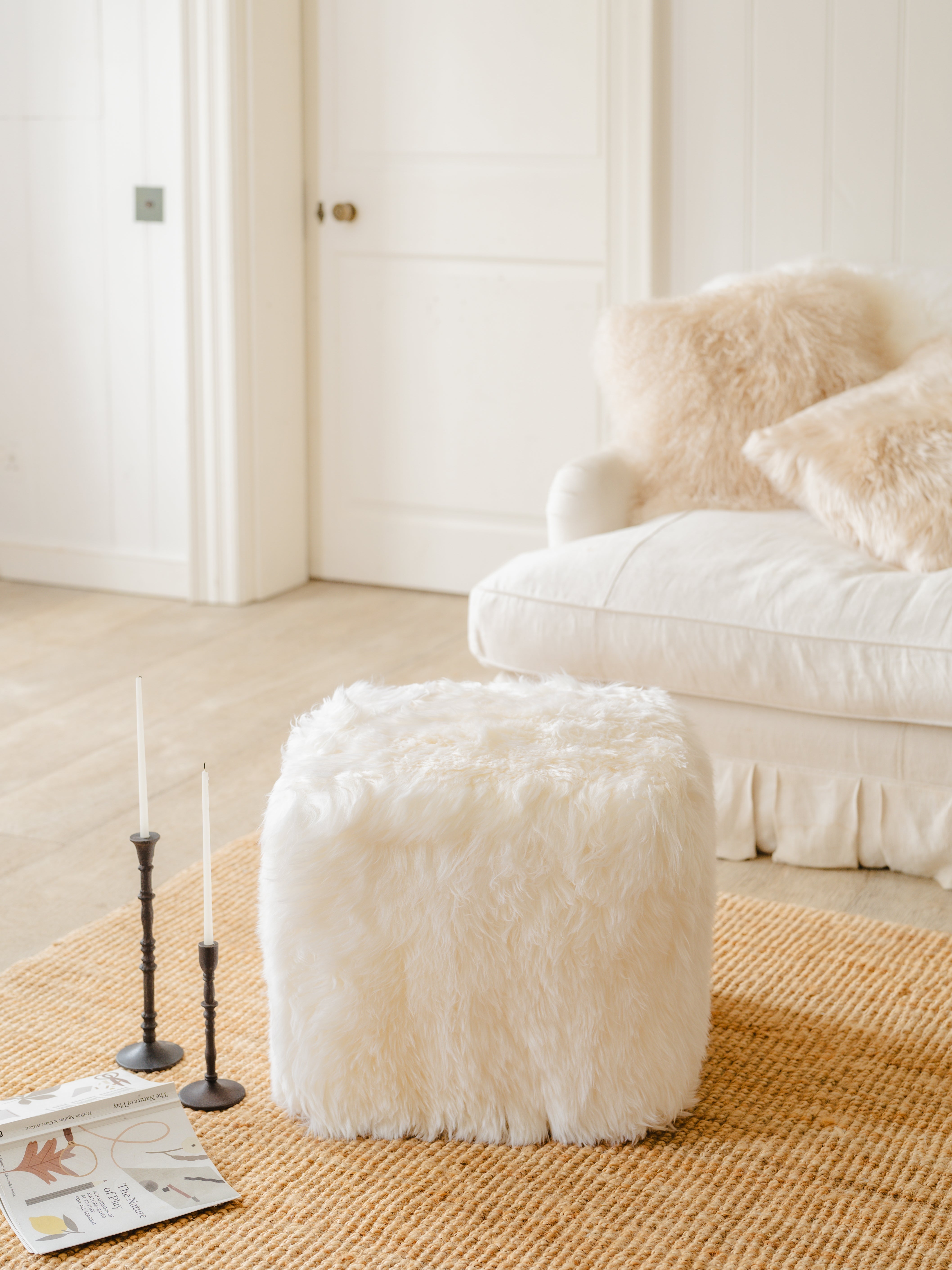 Sheepskin Pouffe - Pure White