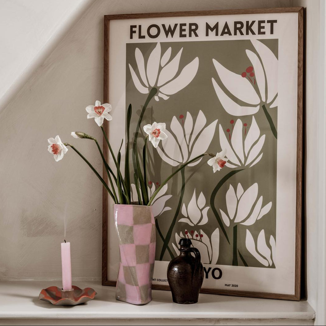 Pink Check Twist Vase