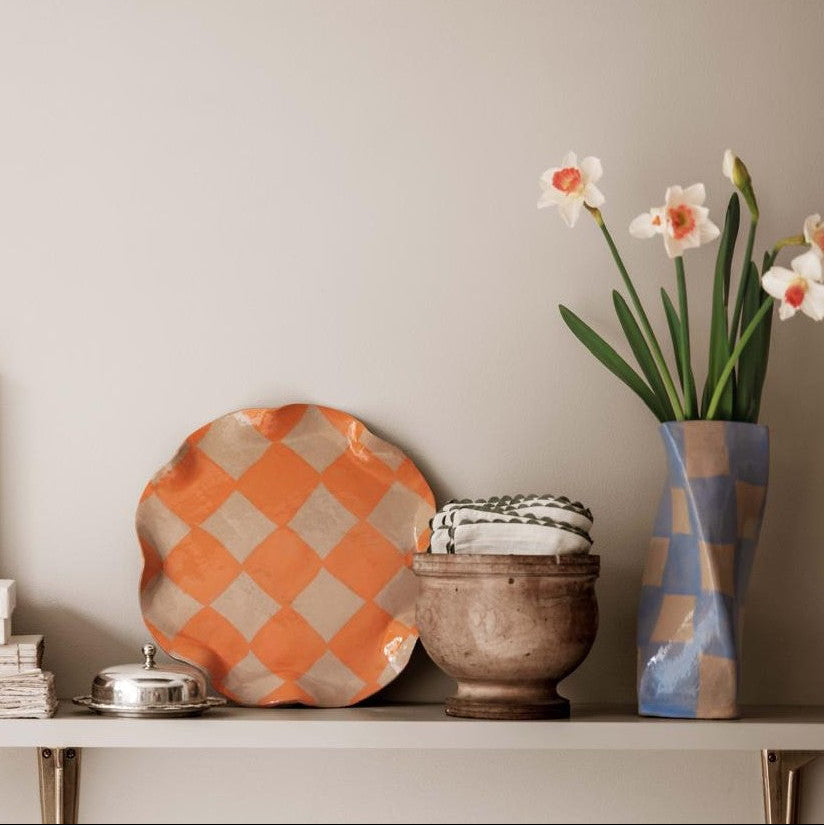 Baby Blue Check Twist Vase