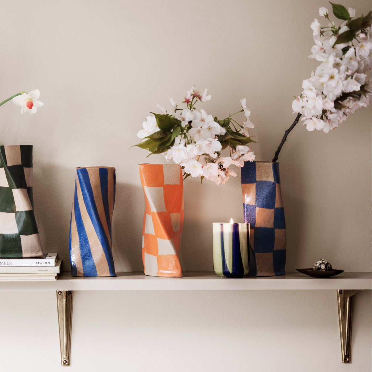 Blue Check Twist Vase