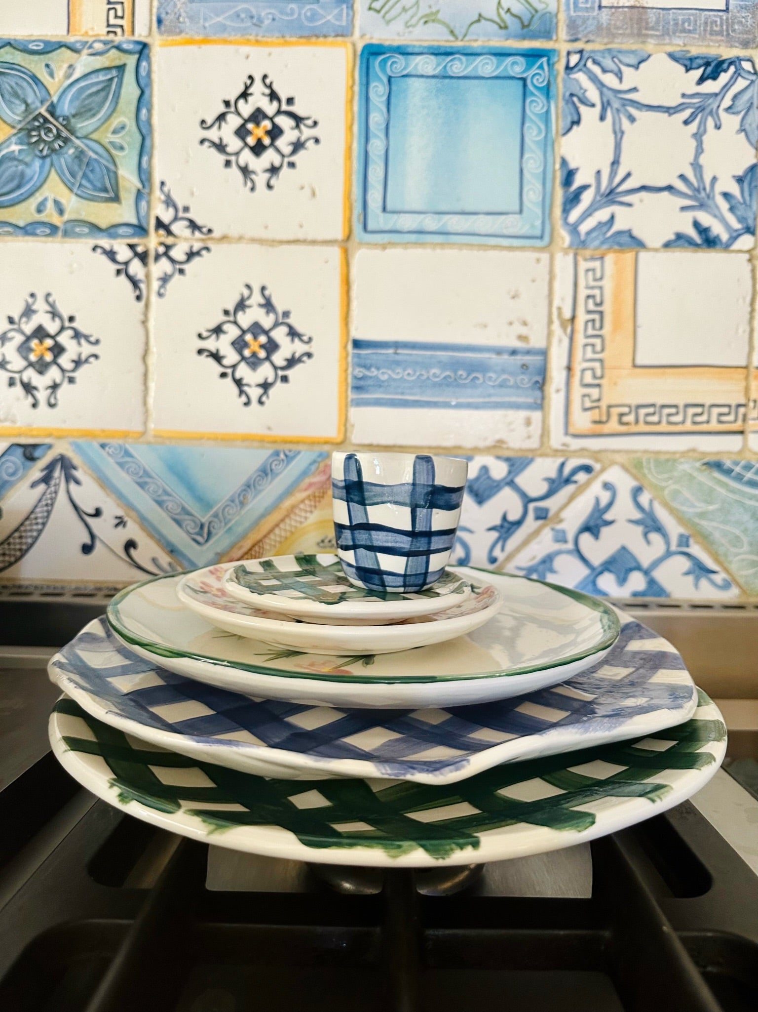 Vichy blue espresso cup