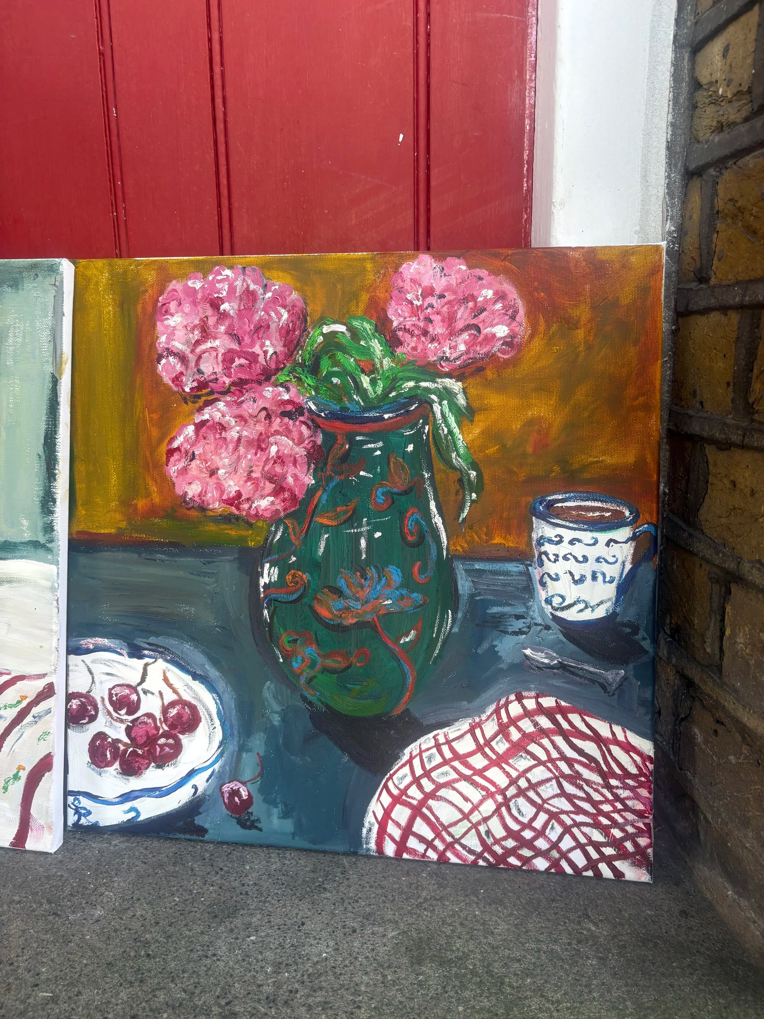 Cherries and peonies