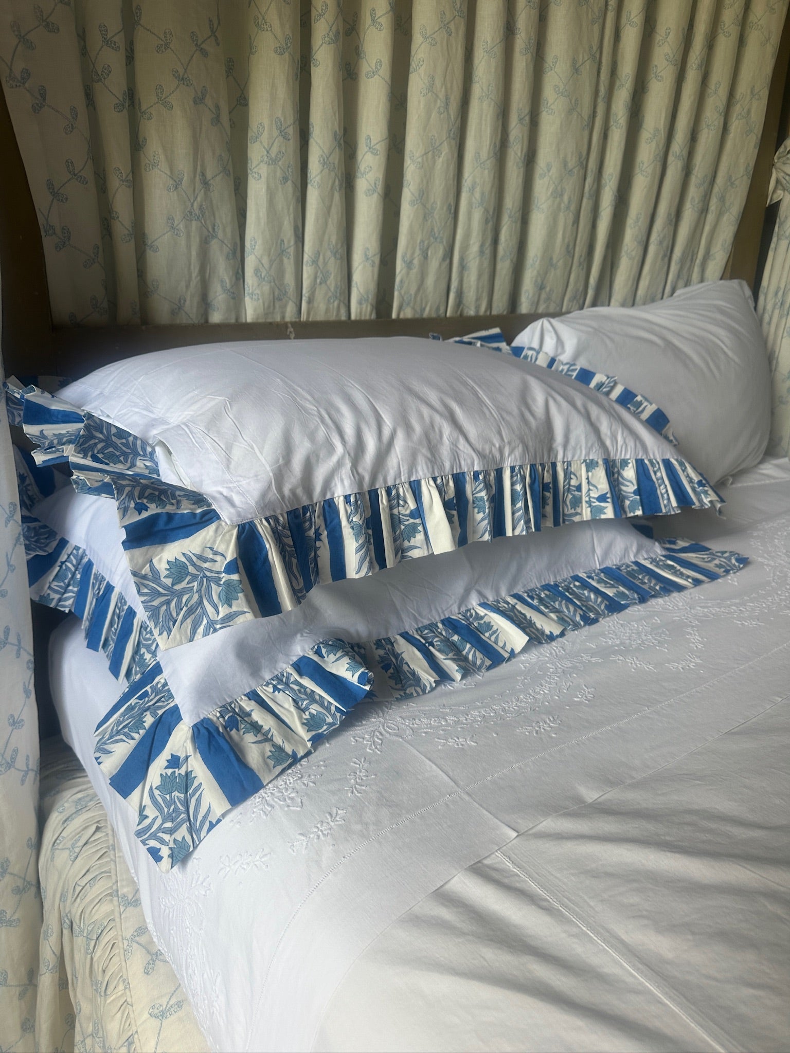 Blue Organic Cotton Poplin Pillowcase