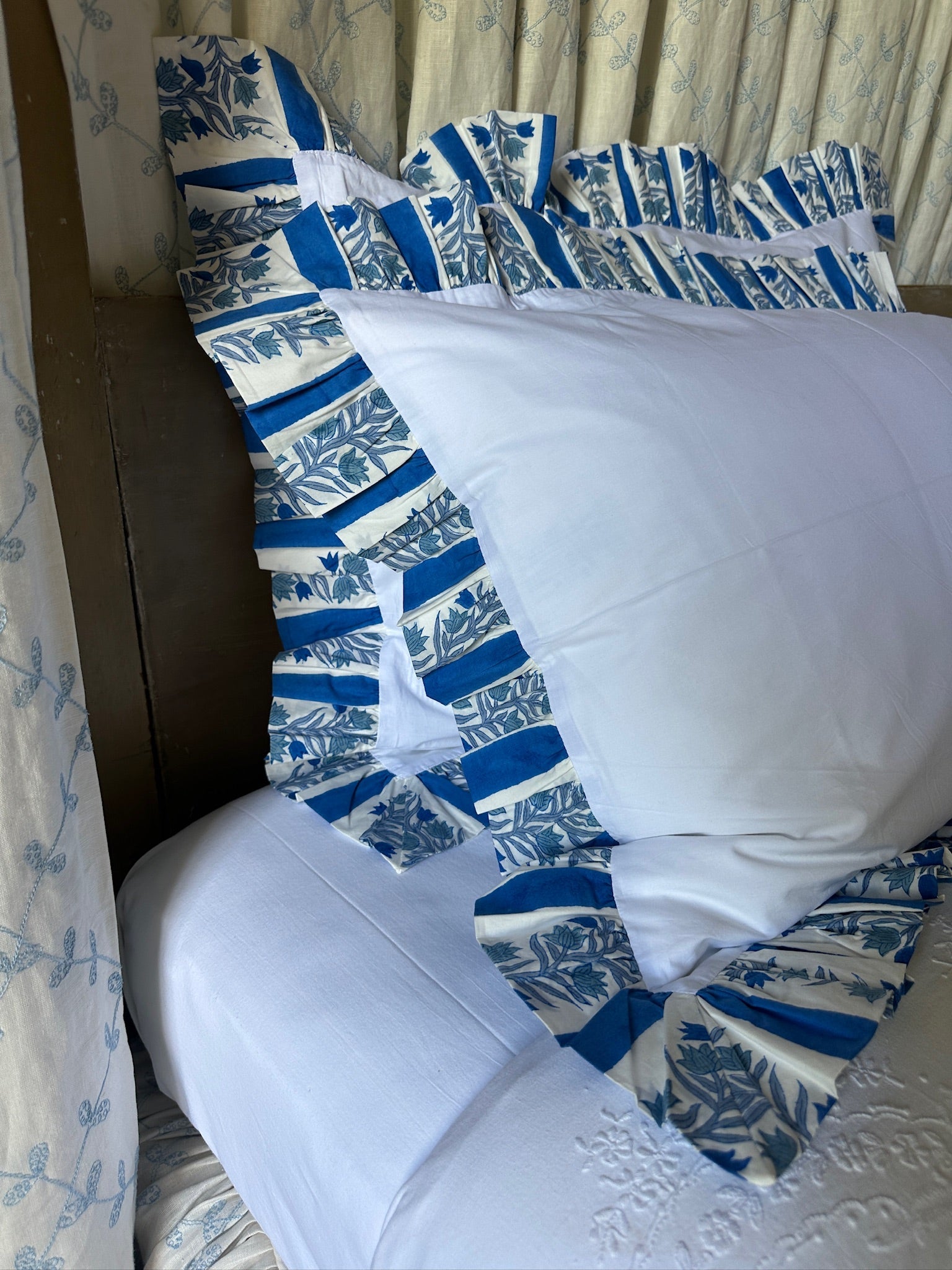 Blue Organic Cotton Poplin Pillowcase