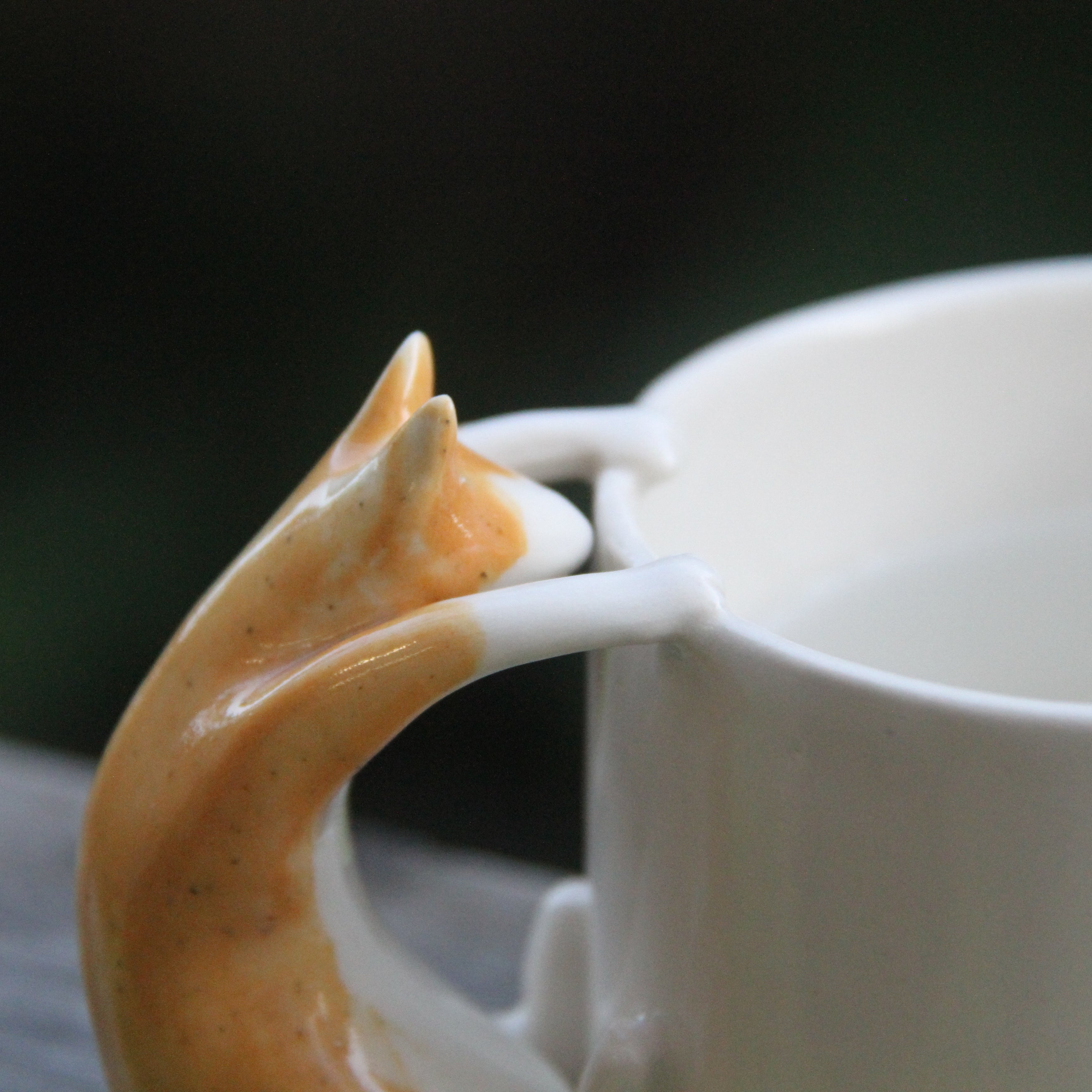 Ginger Cat Handle Handmade Ceramic Mug