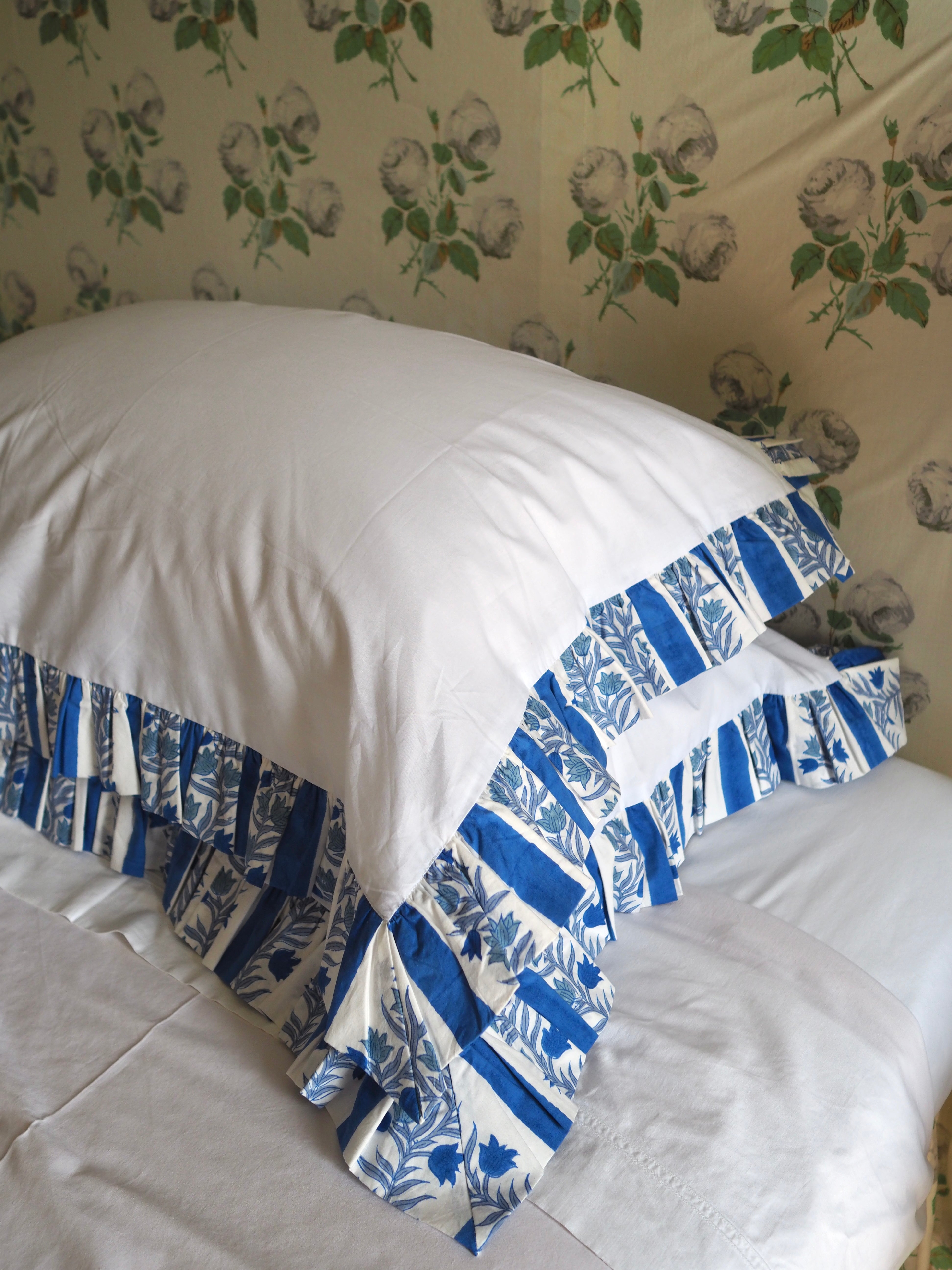 Blue Organic Cotton Poplin Pillowcase
