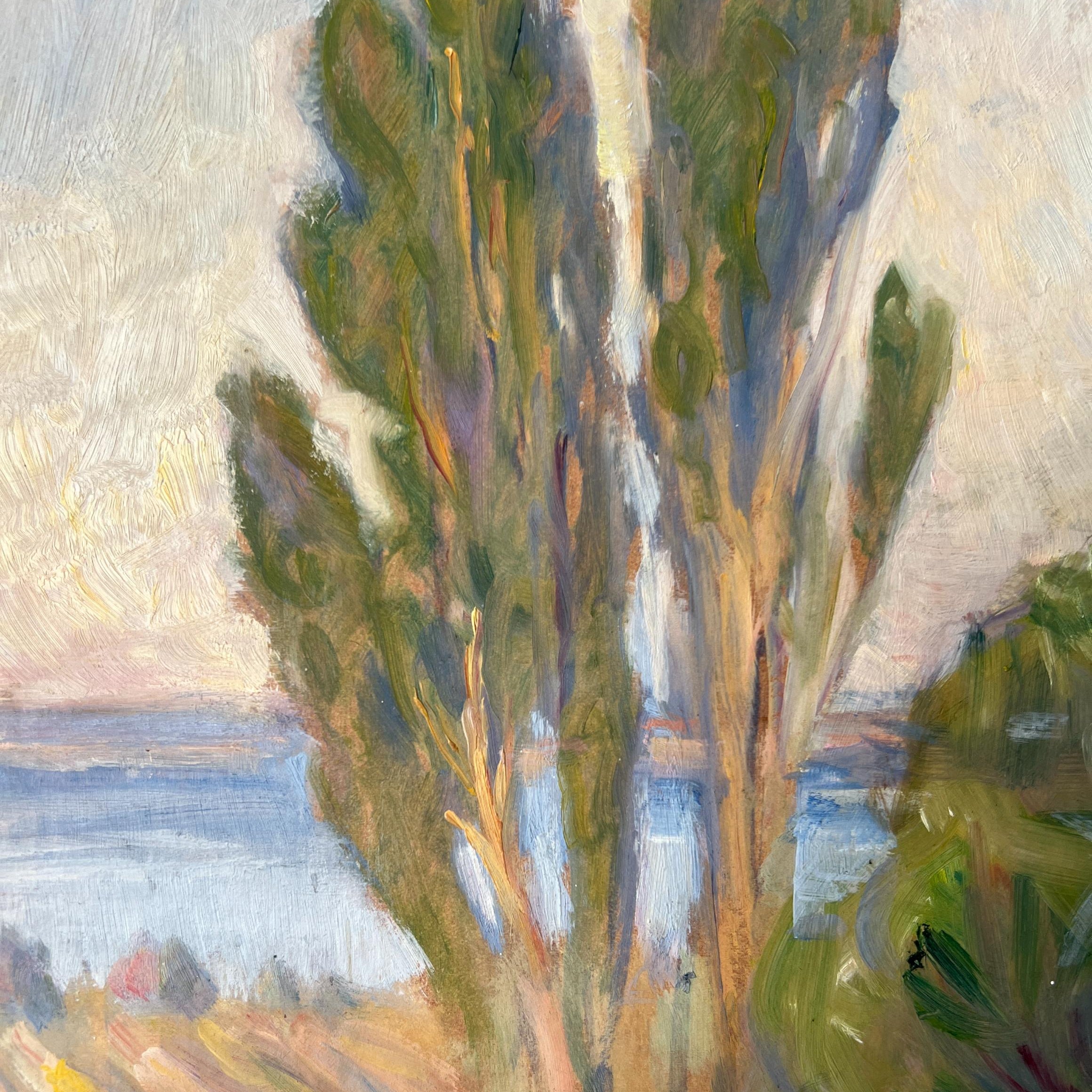 Coastal Poplars Oil Painting