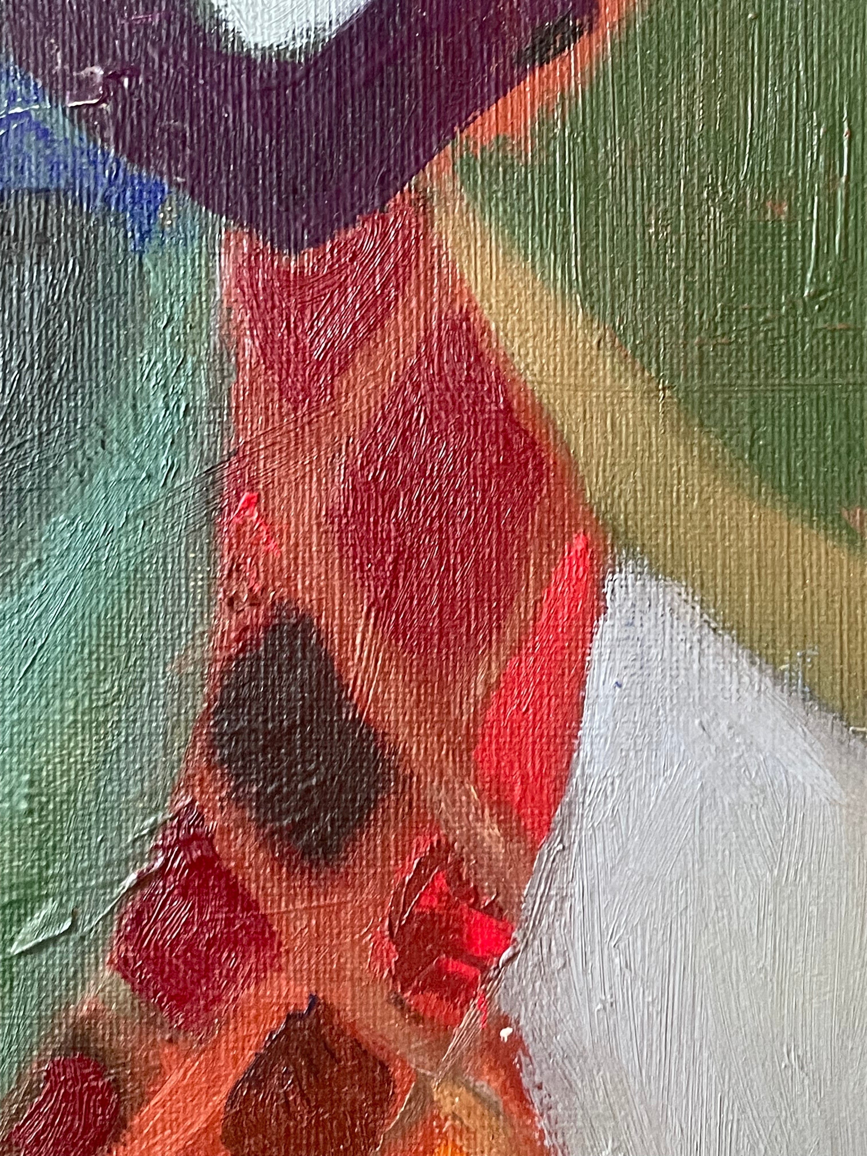 Purple Flowers in Mosaic Vase