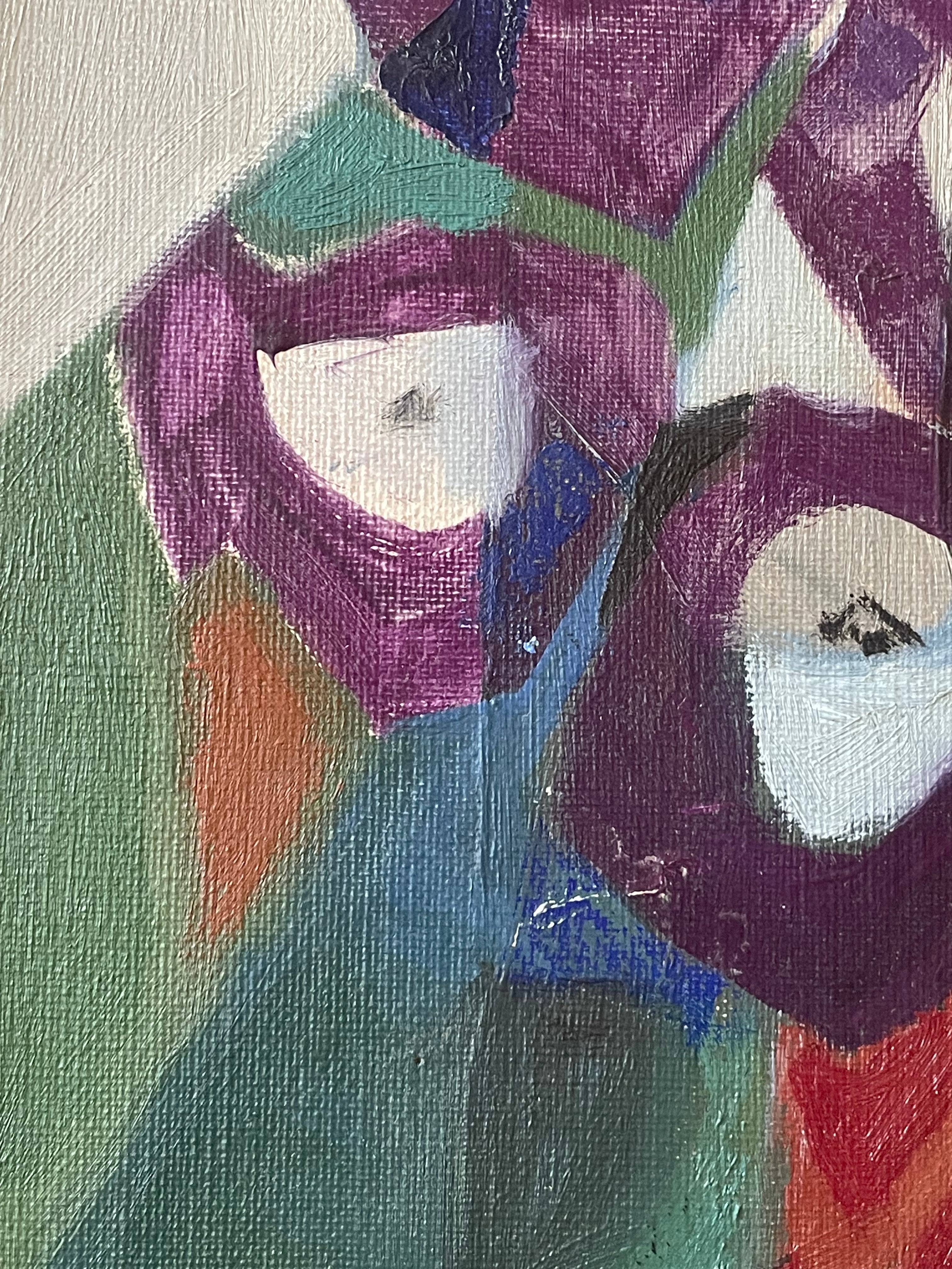 Purple Flowers in Mosaic Vase