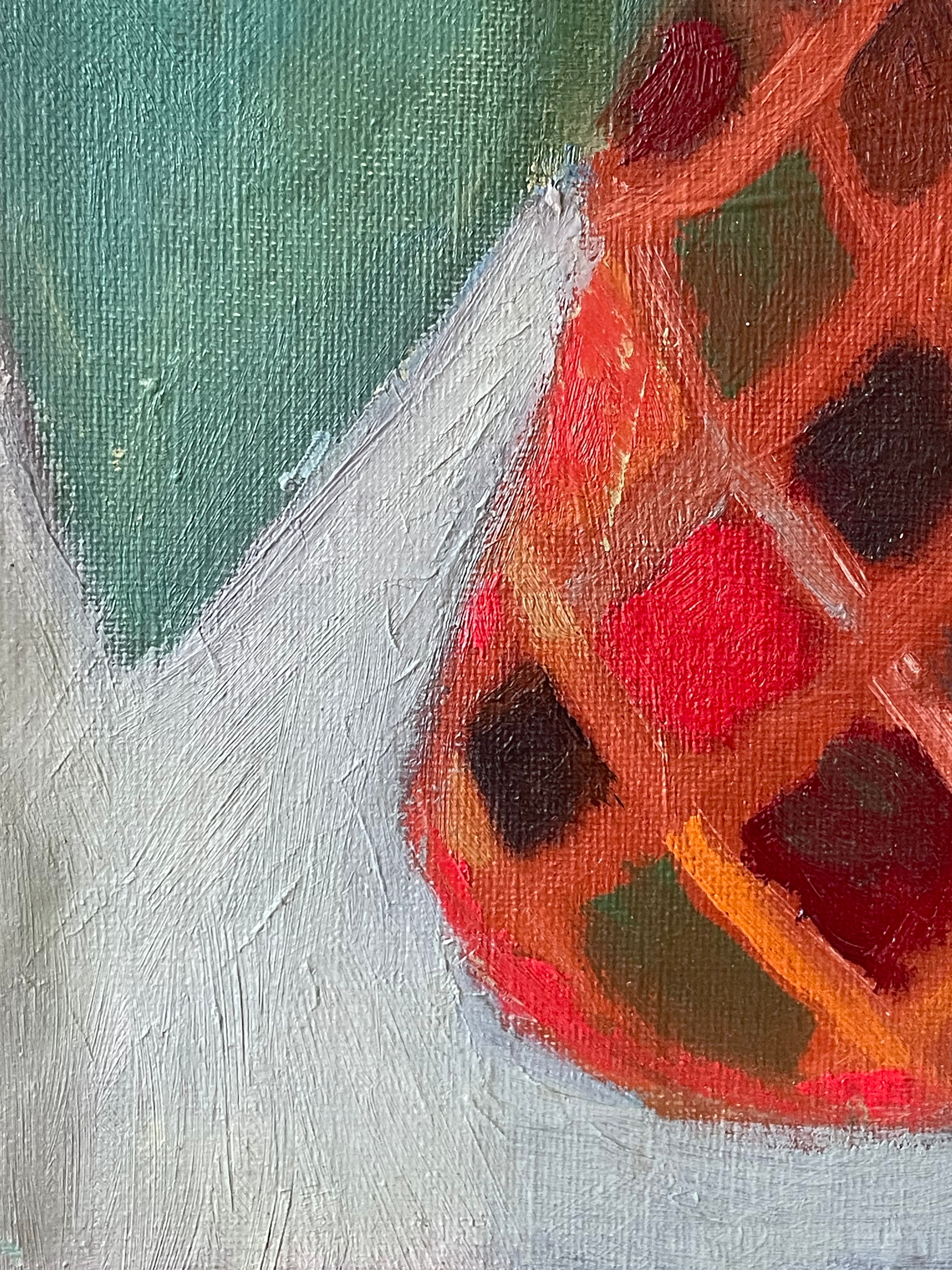 Purple Flowers in Mosaic Vase