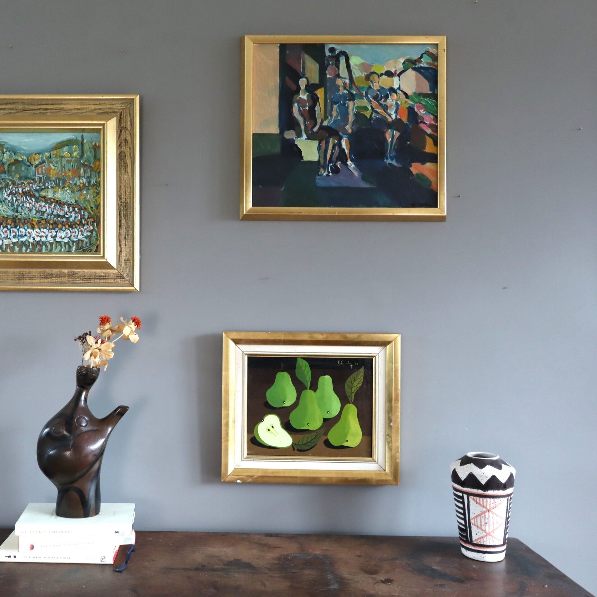 Green Pears on Table Painting