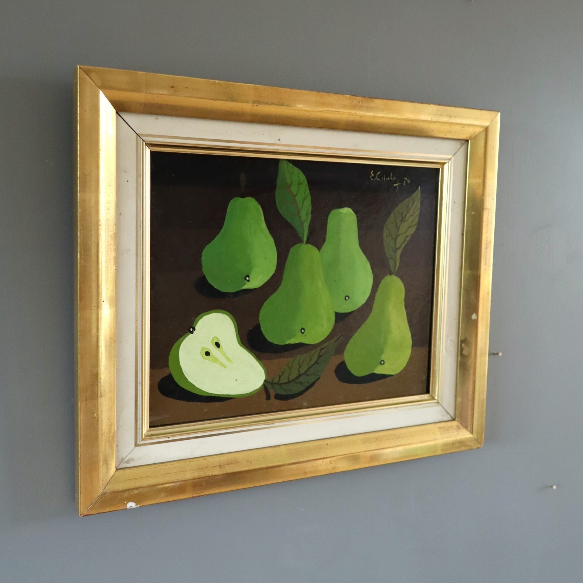 Green Pears on Table Painting