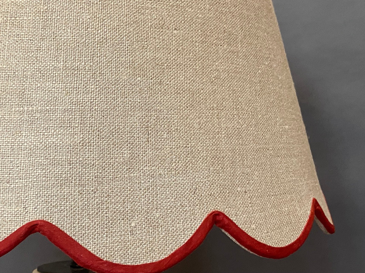 Red Linen Scallop Lampshade