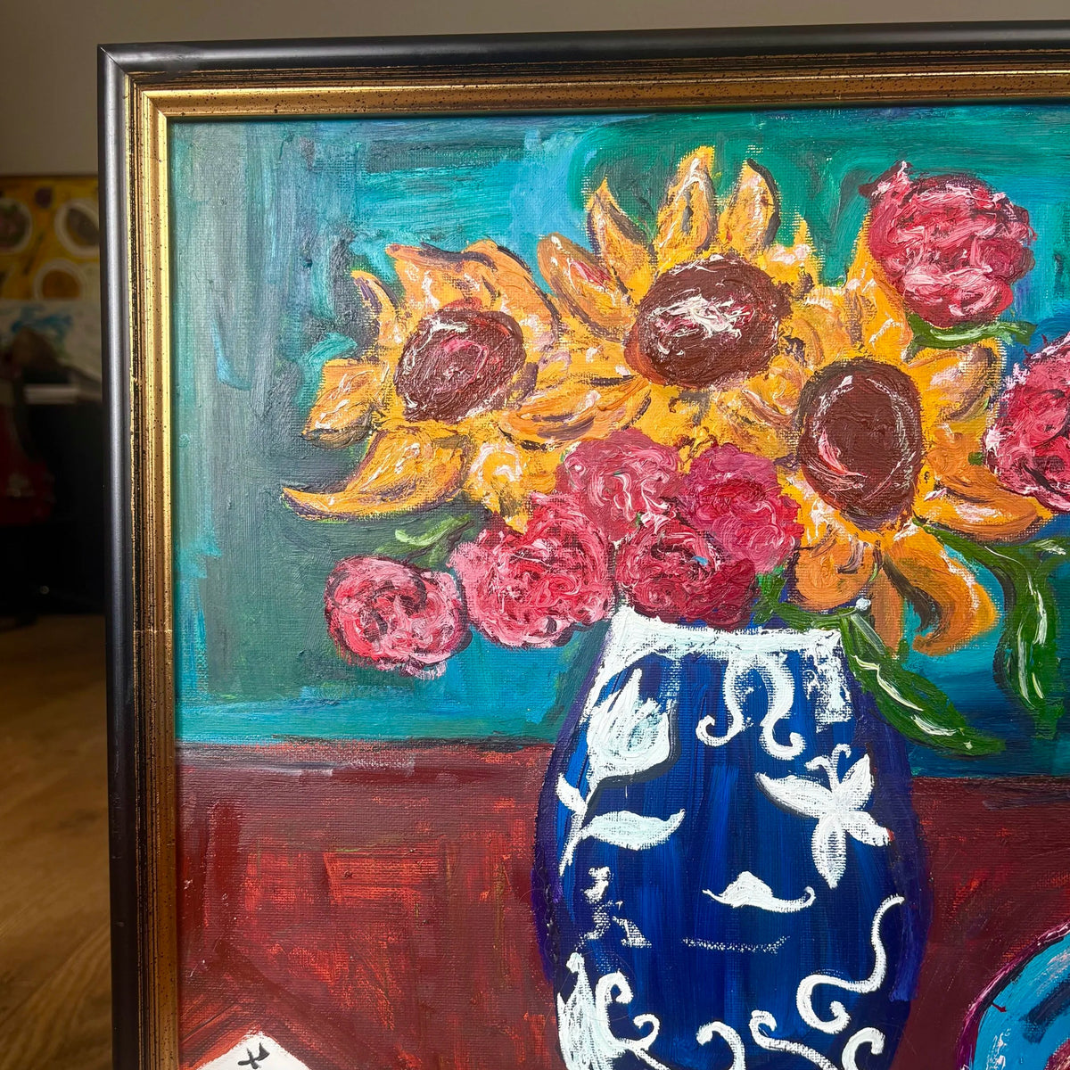 Sunflowers and Solitaire Oil & Acrylic Painting