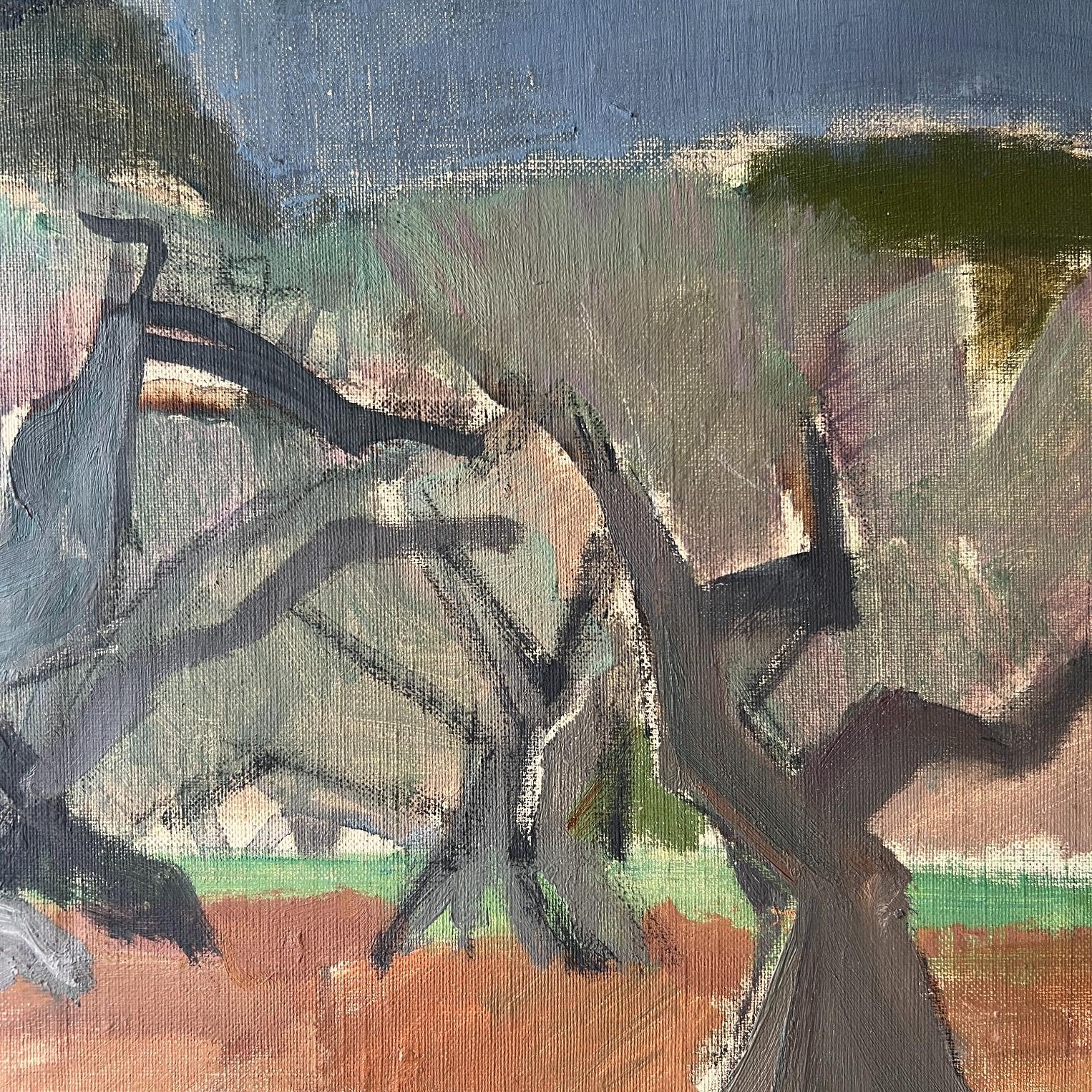 Olive & Pine Trees Oil Painting
