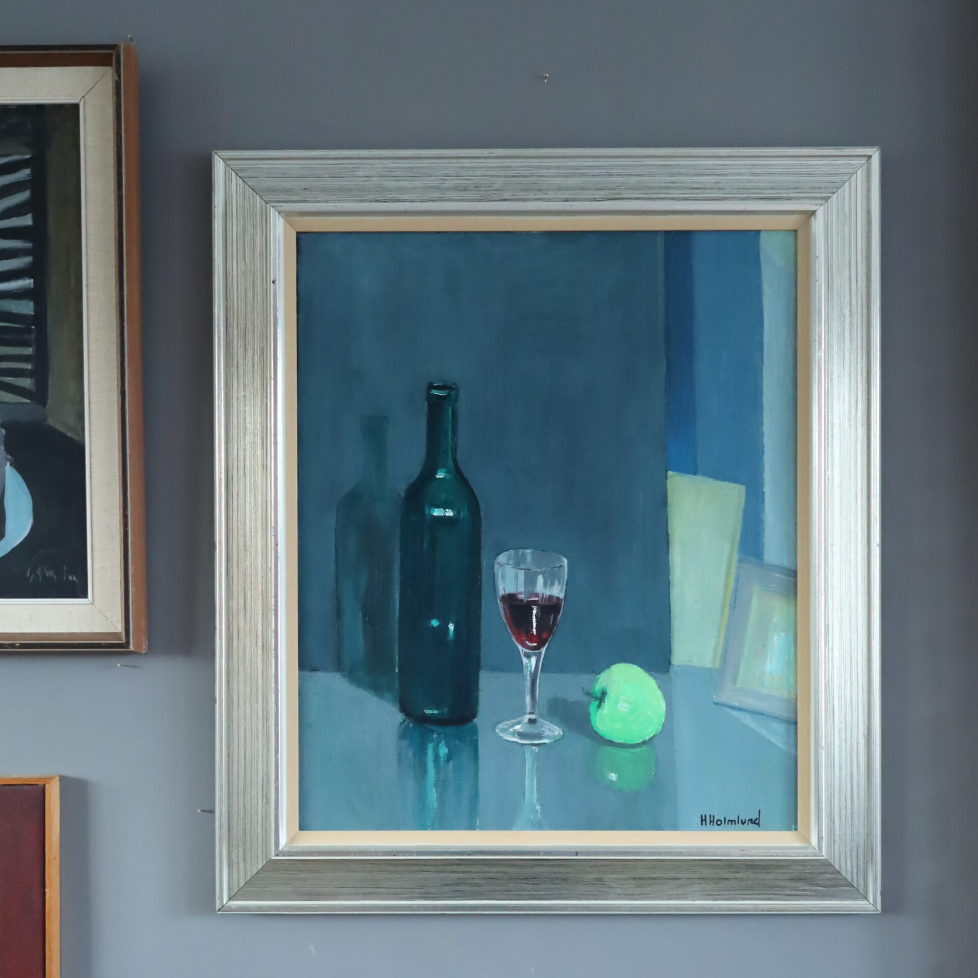 Green Apple with Glasses Oil Painting