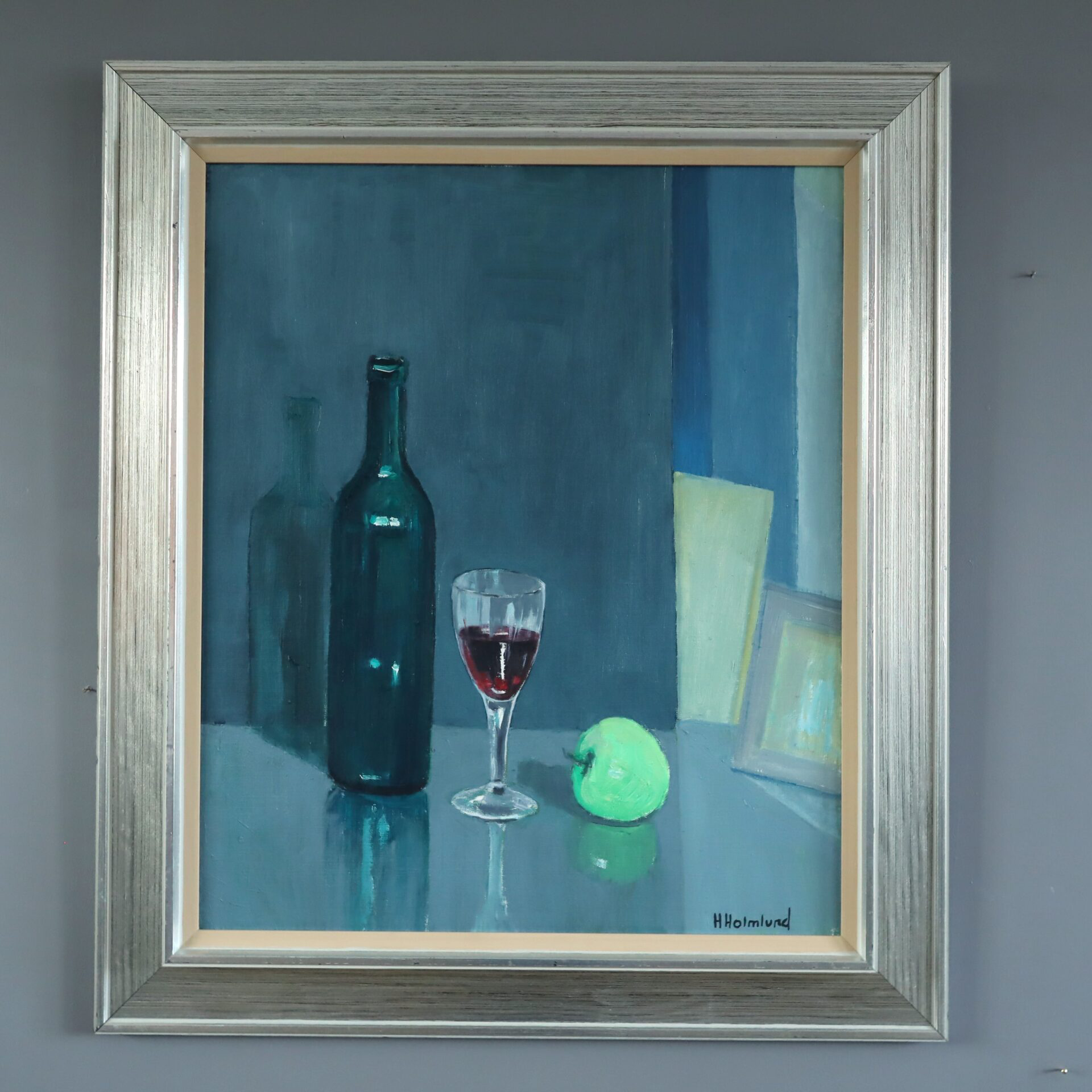 Green Apple with Glasses Oil Painting