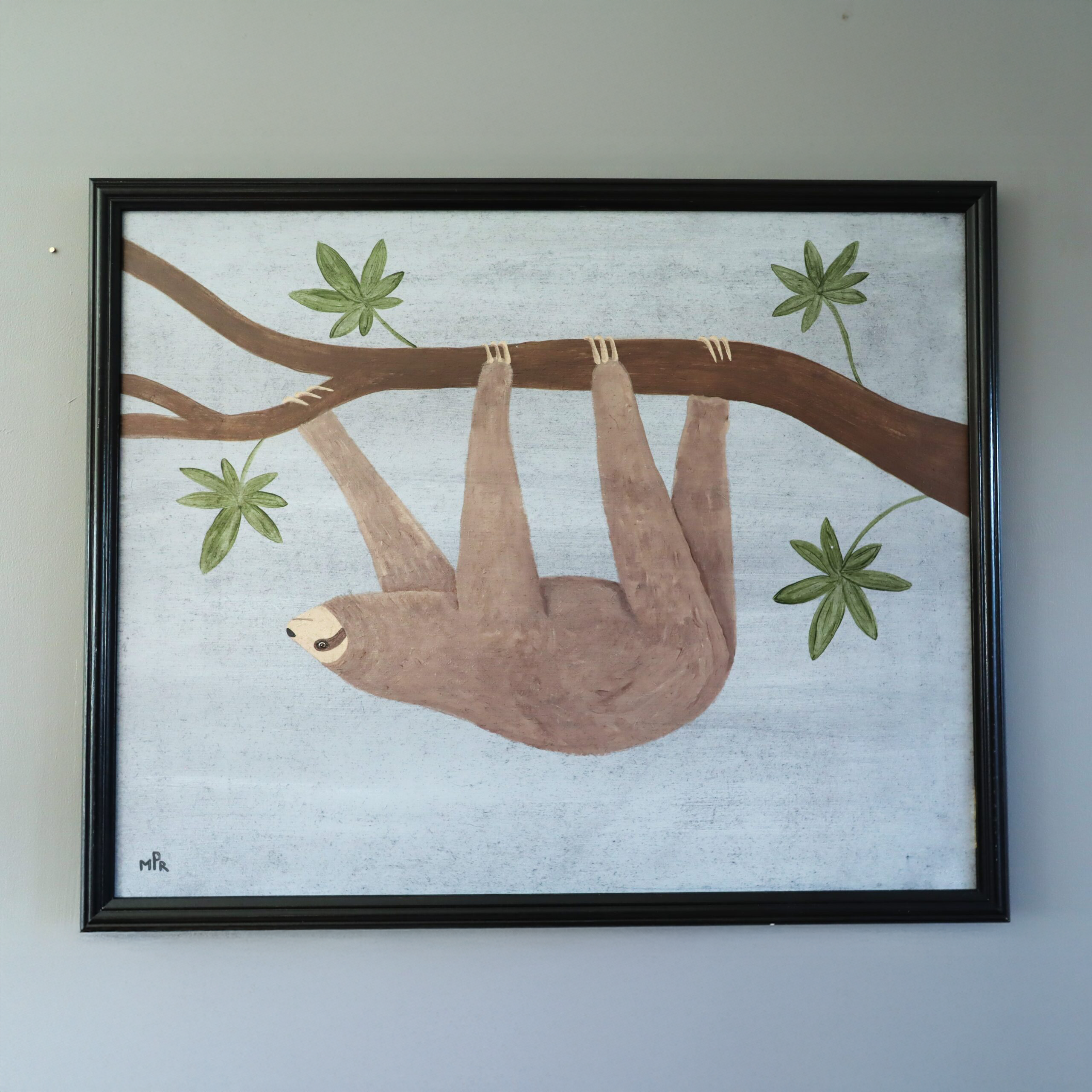 Hanging Sloth Oil Painting
