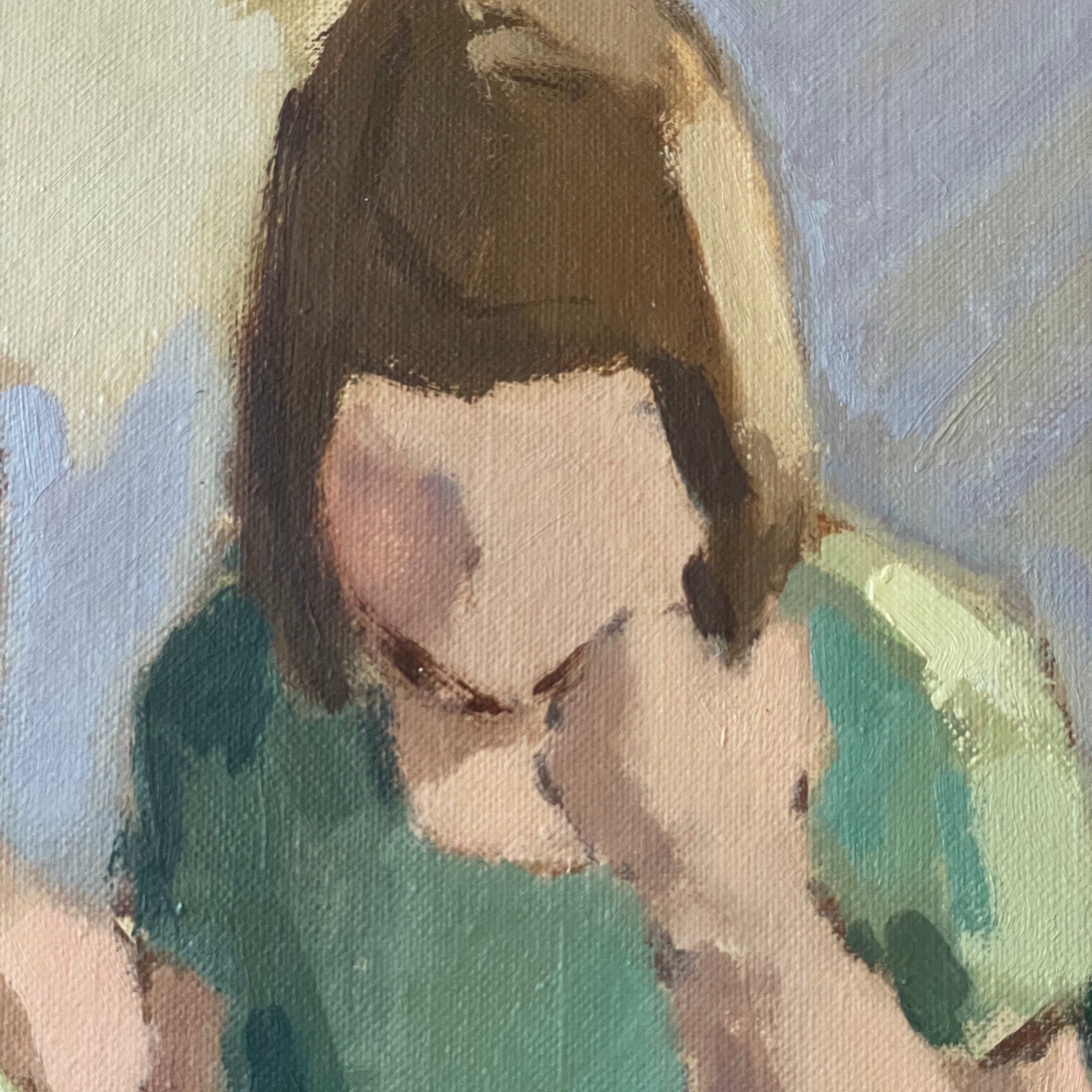 In the Bathroom Mirror Oil Painting