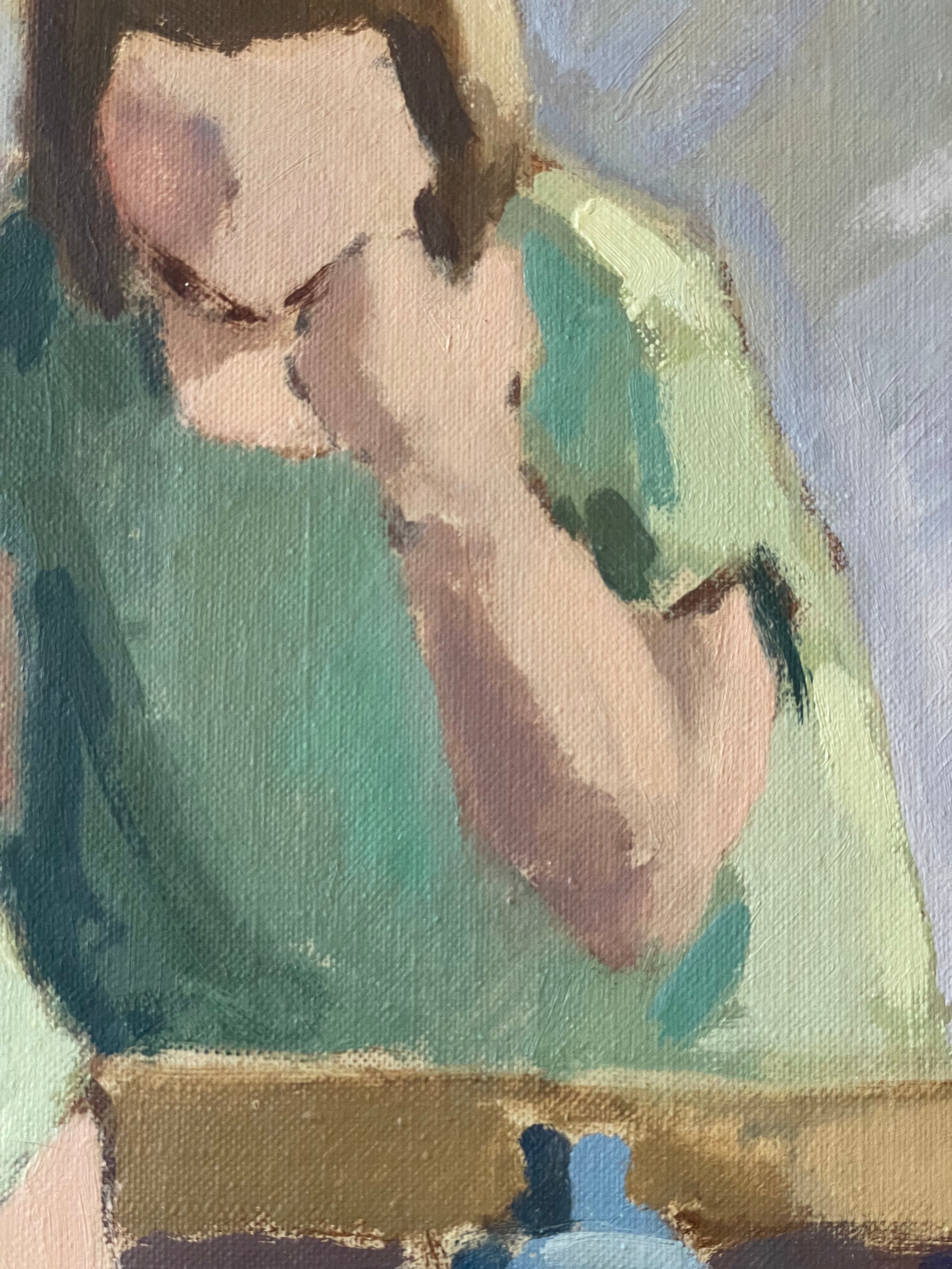 In the Bathroom Mirror Oil Painting