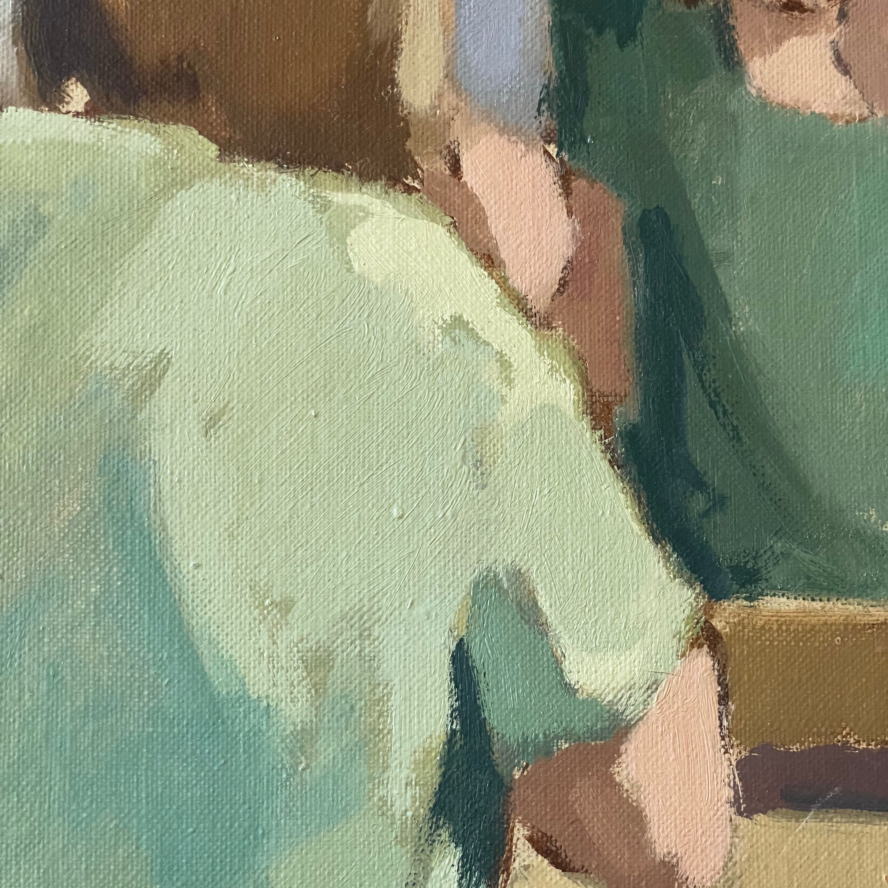 In the Bathroom Mirror Oil Painting