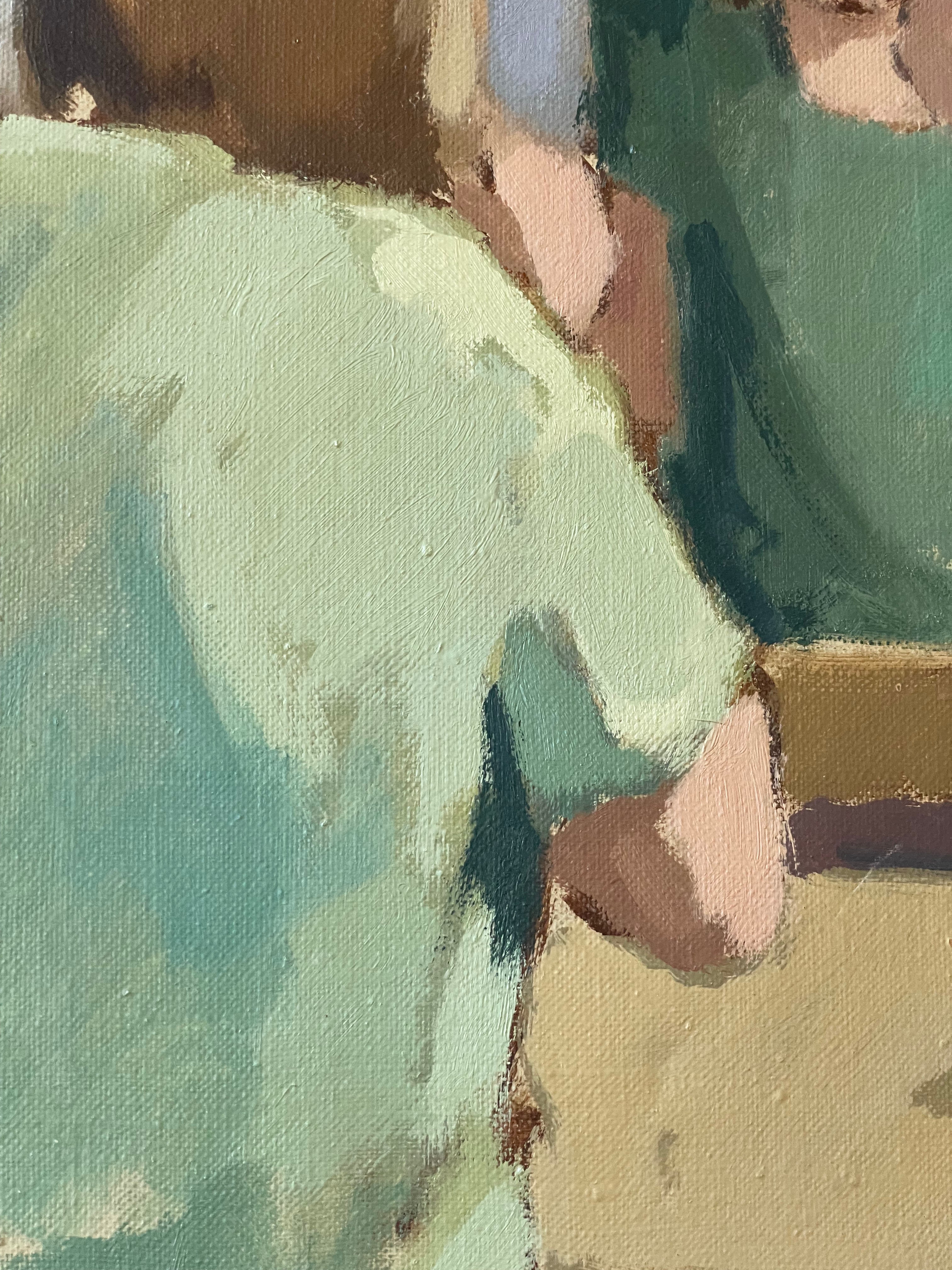 In the Bathroom Mirror Oil Painting