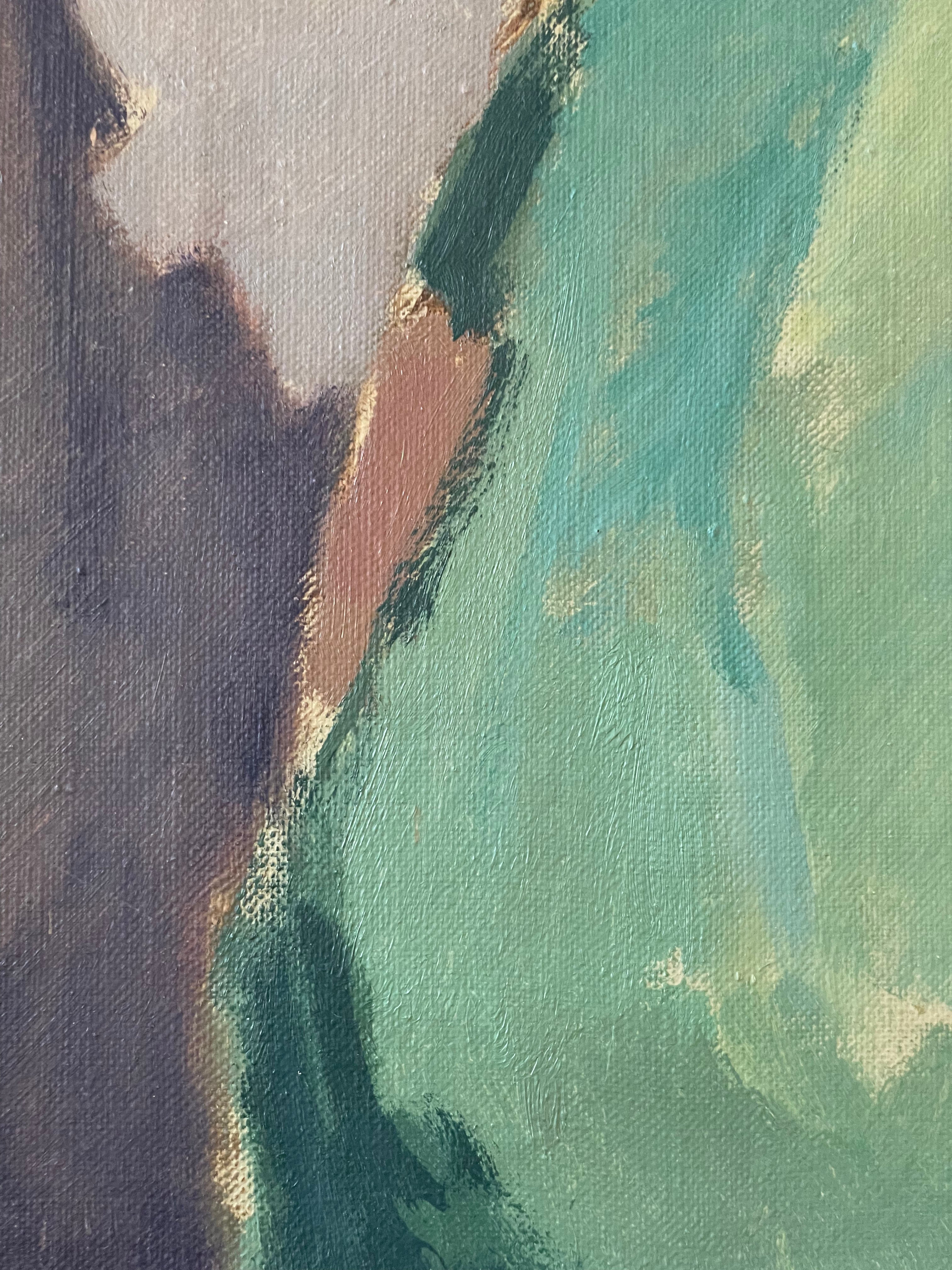 In the Bathroom Mirror Oil Painting