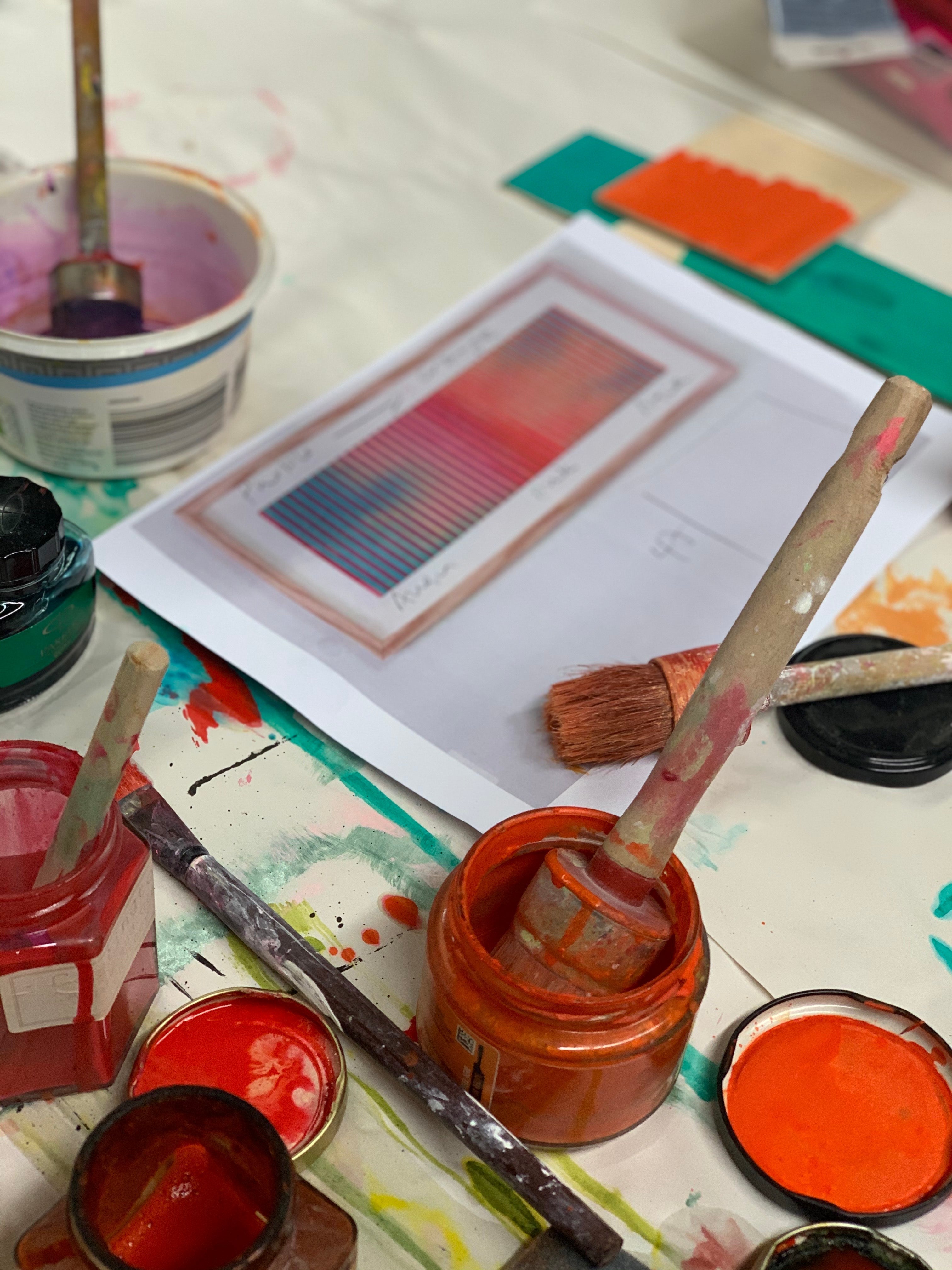 Irregular Narrow Stripe Colour Study Painting, Landscape