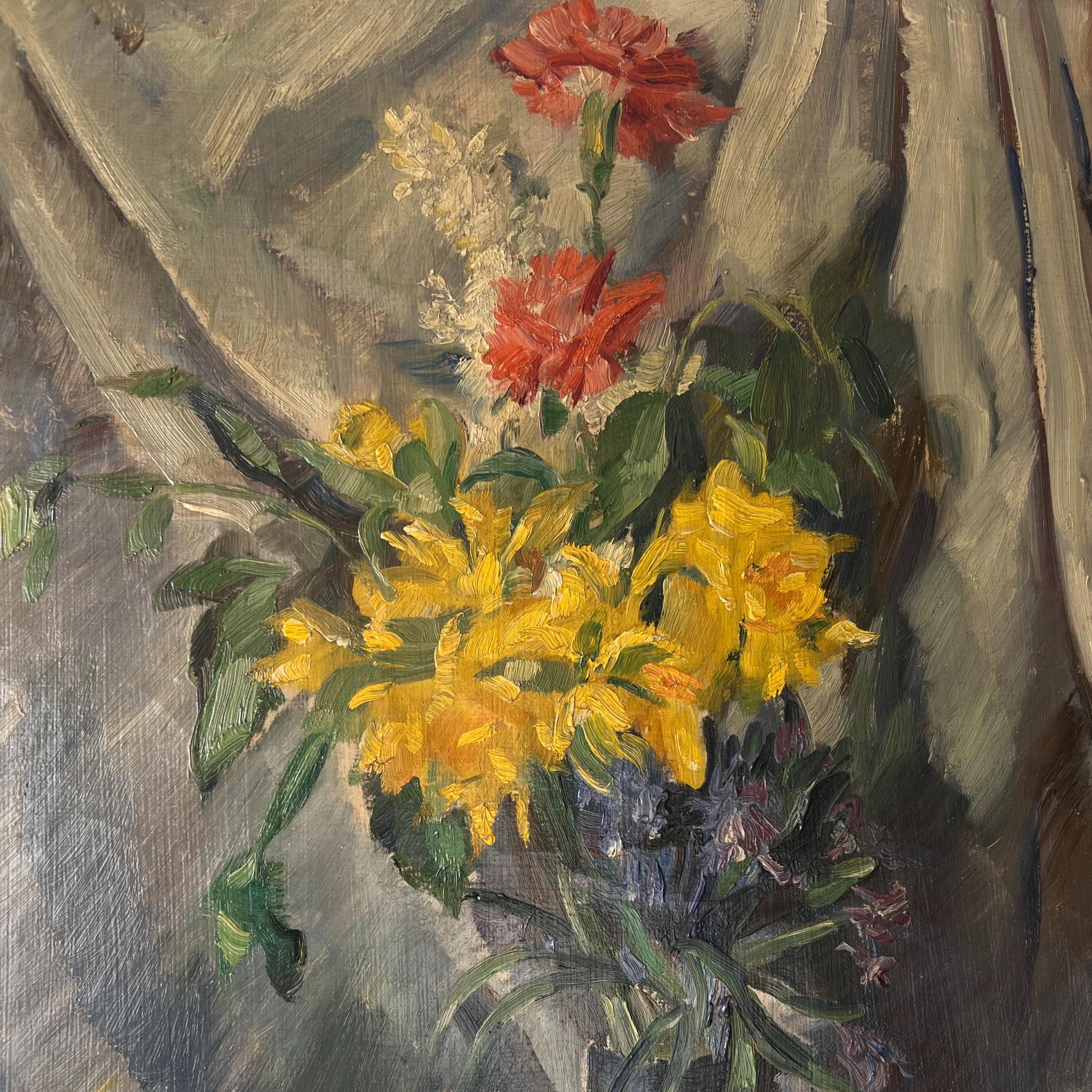 Draped Cloth Florals Oil Painting by Werner von Pigage