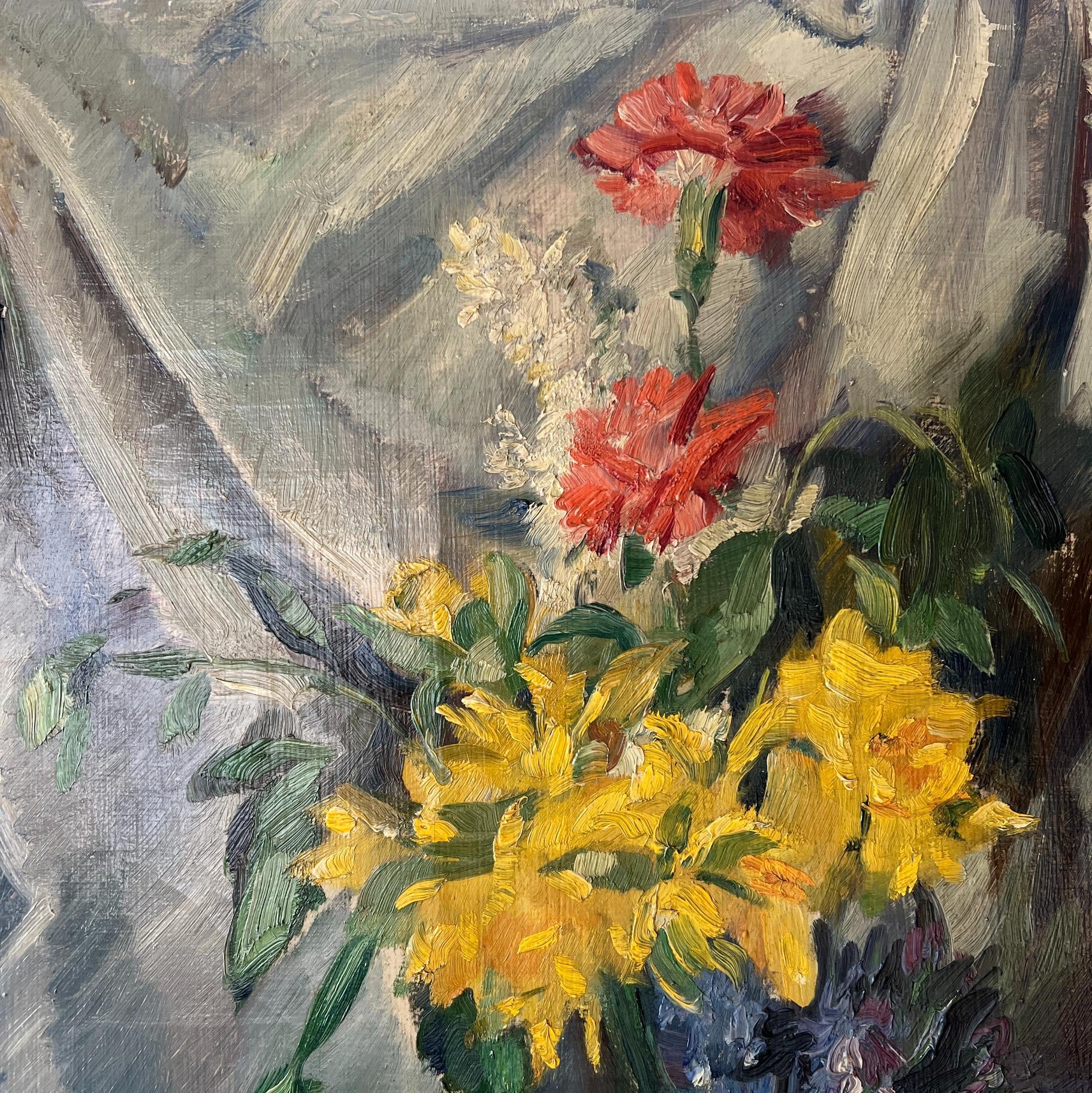 Draped Cloth Florals Oil Painting