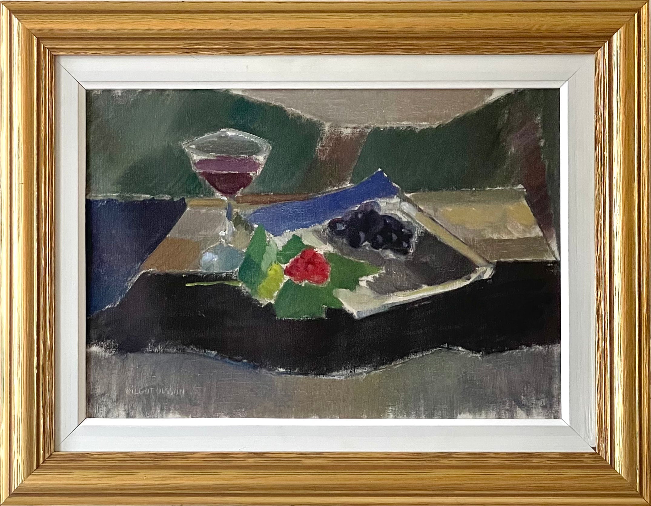 Still Life with Wine and Rose Oil Painting