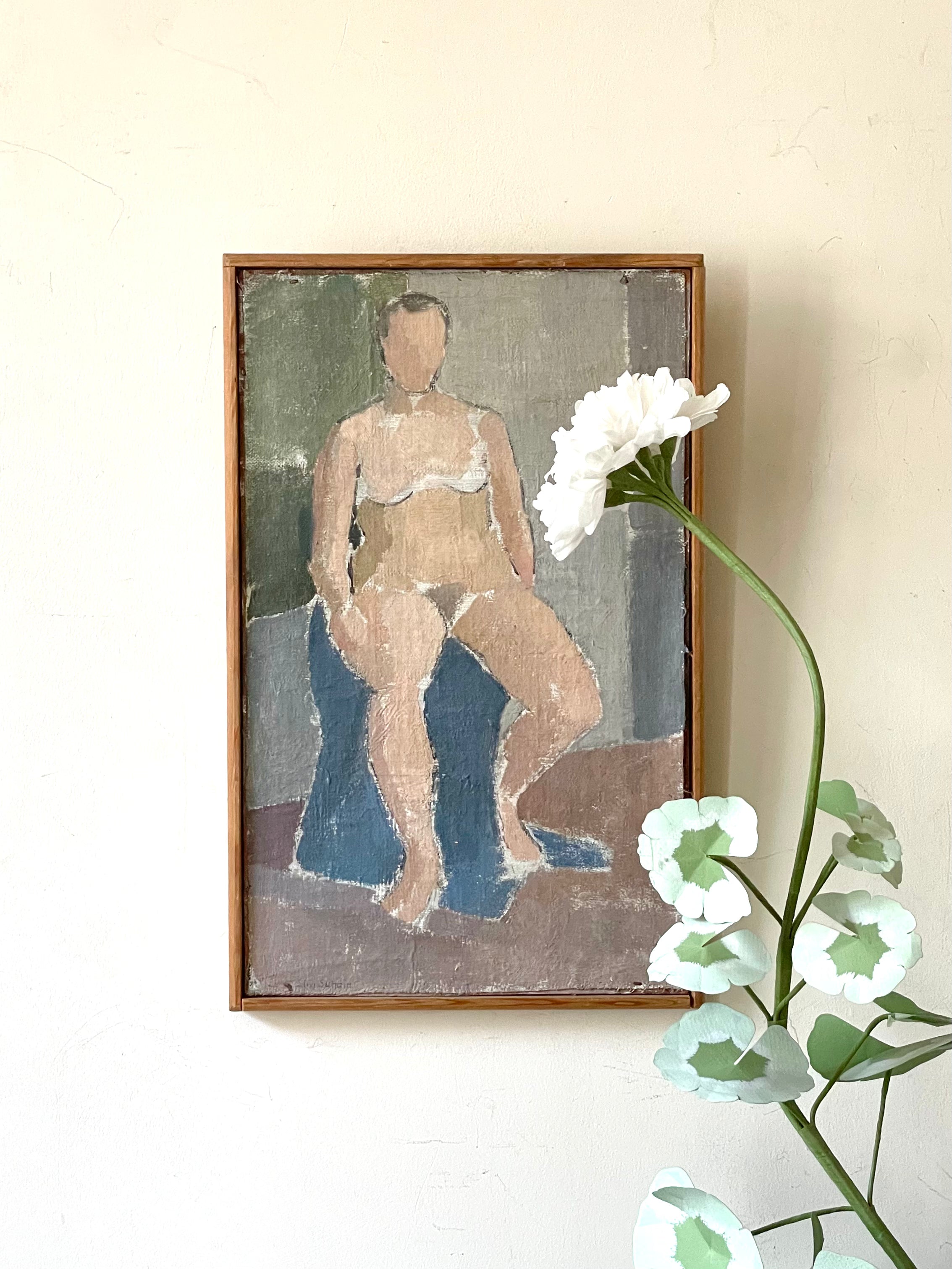 Seated Nude on Blue